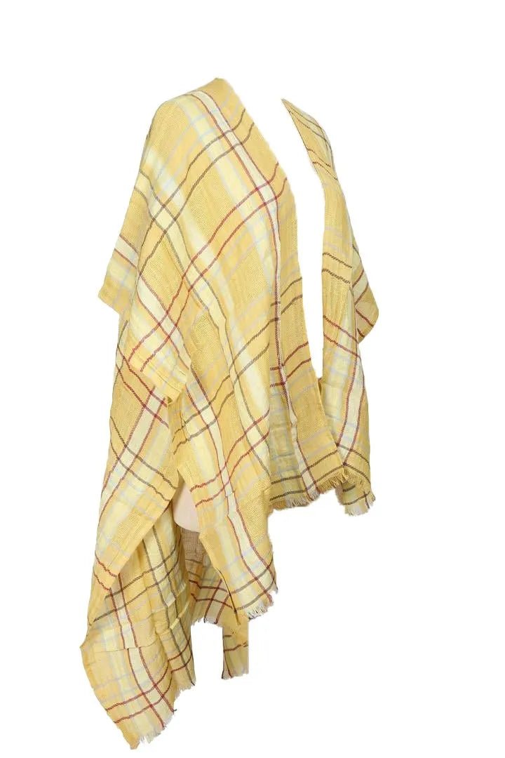 Stylish Linen Cotton Plaid Kimono Robe - Lightweight & Breathable for Women - Perfect for Lounge, Beach Cover-Up & Boho Outfits