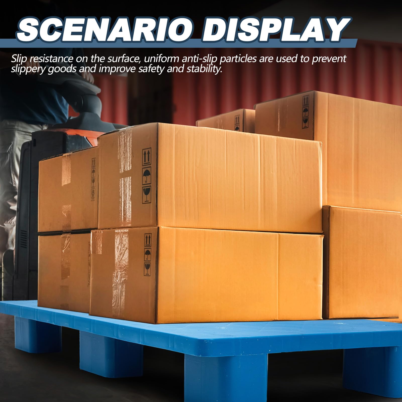 Soaoo 39 x 23 x 5 Inch Blue Plastic Pallets - Lightweight Stackable Storage Pallets for Warehouse, Basement, Supermarket & Garden - Indoor Floor Protection & Organization (2 Pack) - Perfect for Shelving, Moving Boxes & Bulk Item Storage