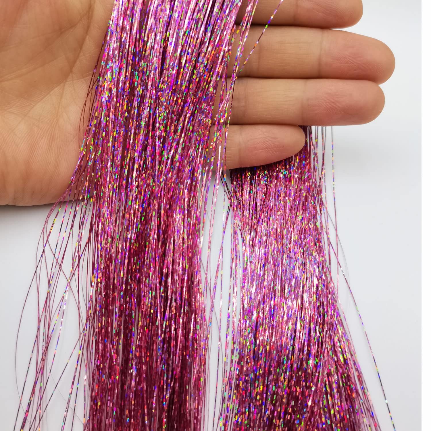 Kabello Sparkle Highlights Hair Extensions for Women & Girls - Pink Ombre Clip-in Extensions for Parties, Cosplay & Special Occasions