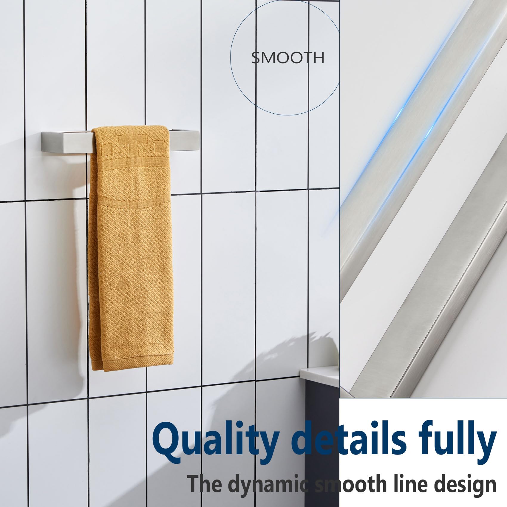 KOKOSIRI 9-Inch Brushed Nickel Towel Ring - Stainless Steel Hand Towel Holder for Bathroom & Kitchen - Wall Mounted Hardware (1 Pack, B4008BR-L9) - Perfect for Small Spaces & Modern Home Decor