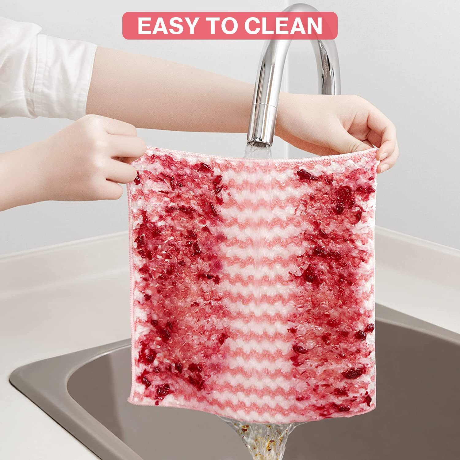 AMITER Premium 100% Cotton Kitchen Dish Towels Set - 10 Pack Absorbent Dishcloths for Washing & Drying Dishes - Soft Kitchen Wash Cloths for Cleaning, Cooking & Home Use