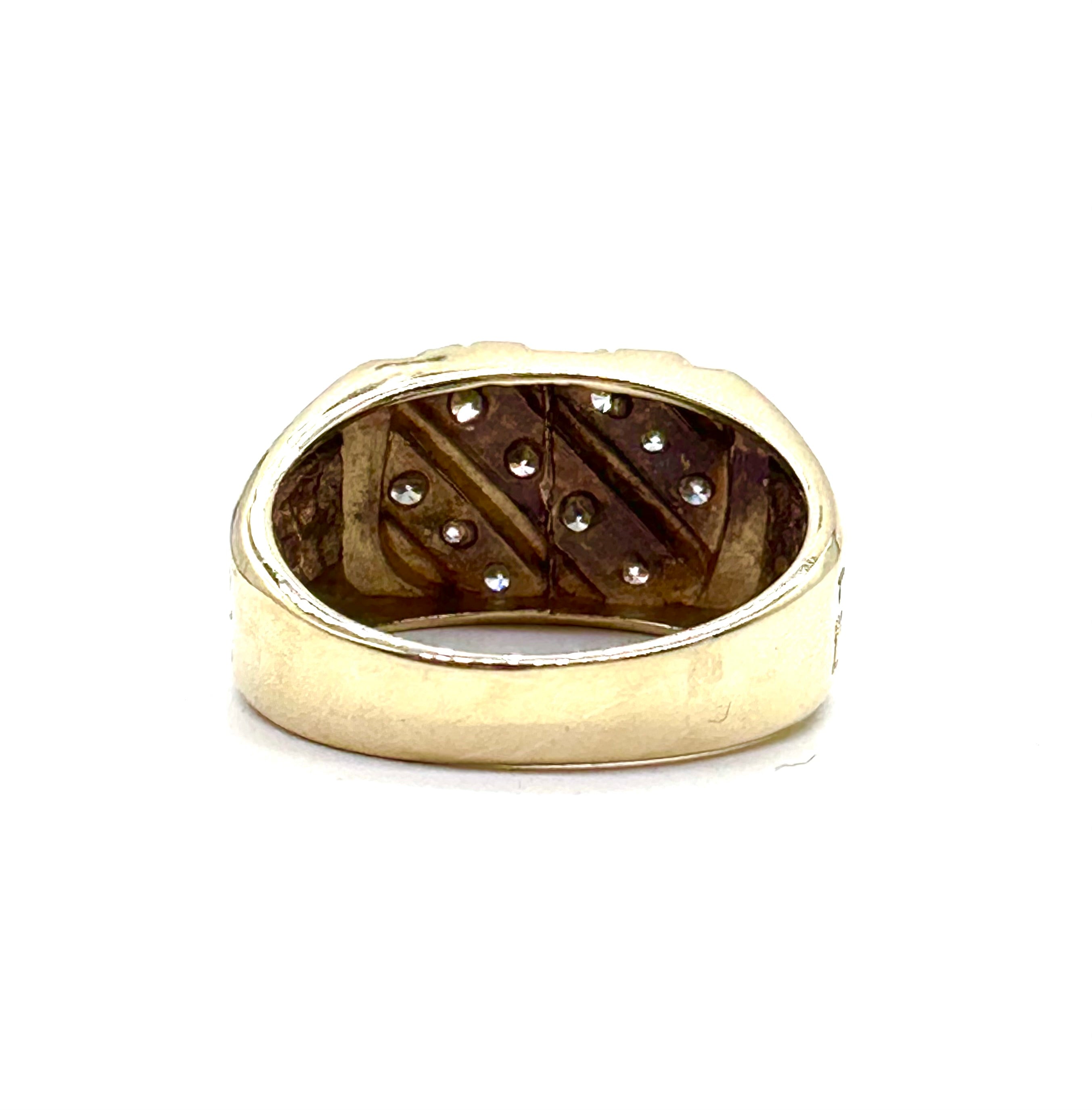 Men's Diamond Diagonal Channel Set Nugget Ring - 14K Gold Wedding Band for Men, Perfect for Engagement, Anniversary & Special Occasions