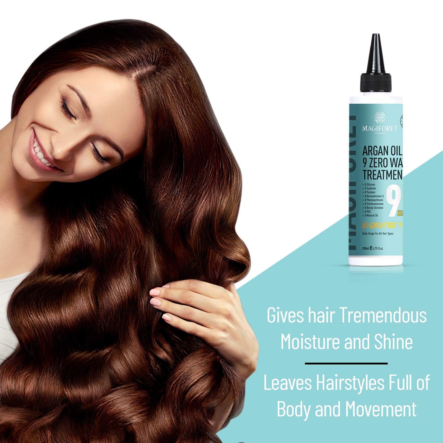 MagiForet Argan Oil 9 Zero Hair Water Treatment Mask - Sulfate Free, Natural Keratin & Protein Enriched for Dry, Damaged & Color Treated Hair - Deep Conditioning & Volumizing Hair Care - Perfect for Salon-Quality Treatment at Home
