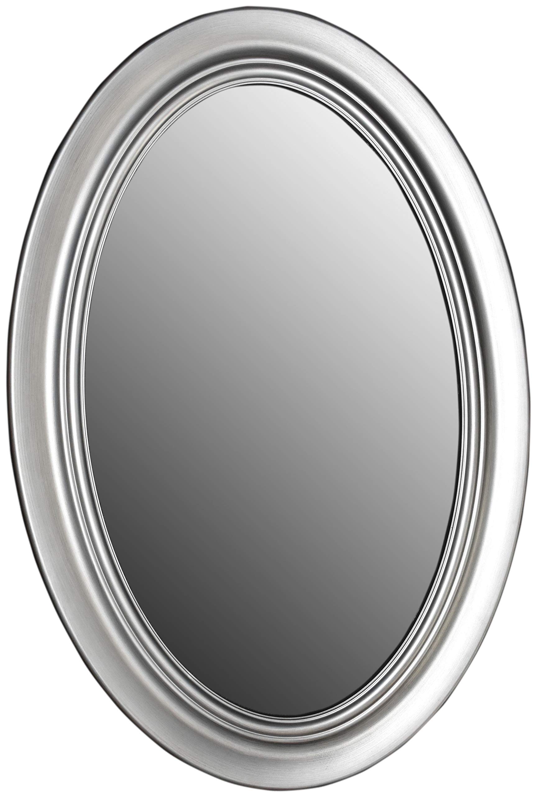 Wellsandra Brushed Nickel Framed Oval Bathroom Mirror - 21