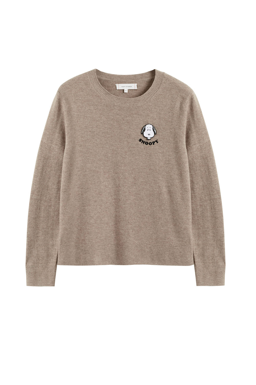Soft Cashmere Snoopy Sweater with Truffle Wood Badge - Cozy Winter Pullover for Women, Perfect for Casual Wear & Holiday Gifts