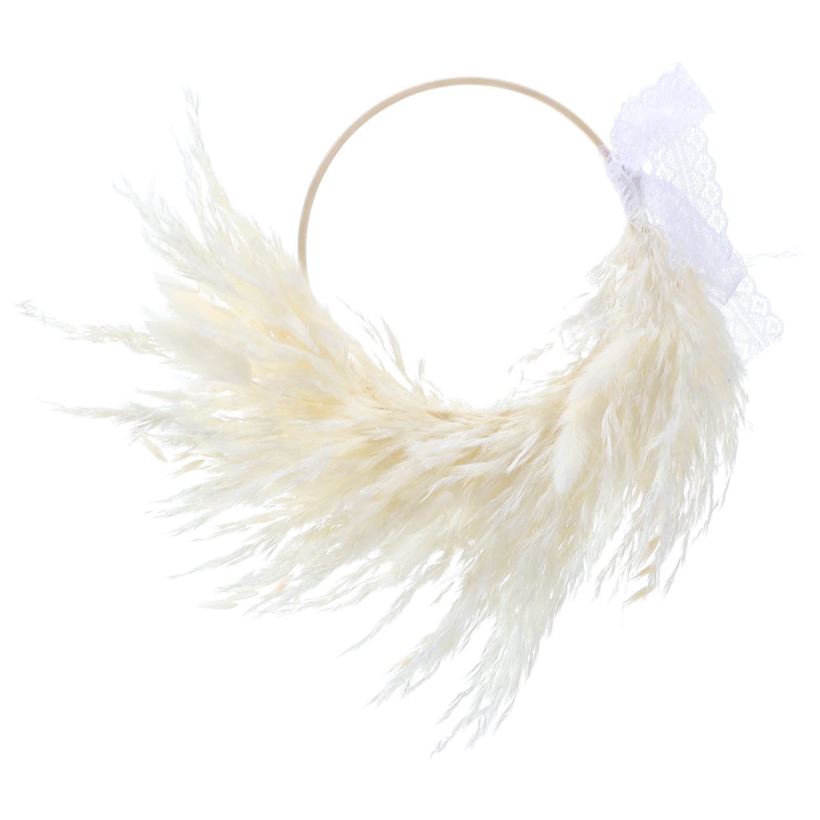 Panonw Artificial Pampas Grass Wreath - Faux Dried Flower Wreath for Boho Farmhouse Decor, Wedding Centerpiece, Spring Home Decoration, Wall Hanging & Tabletop Display
