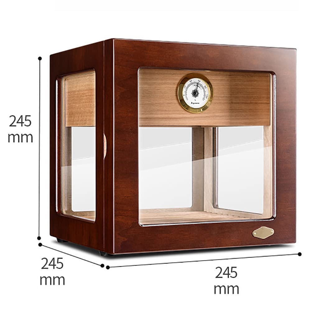 Premium Handmade Cedar Wood Cigar Box with Drawer & Glass Display - 5-Sided Cuban Cigar Case with Built-In Hygrometer - Holds 60-80 Cigars - Perfect Gift for Men (Black) - Ideal for Cigar Collectors & Aficionados at Home or Office