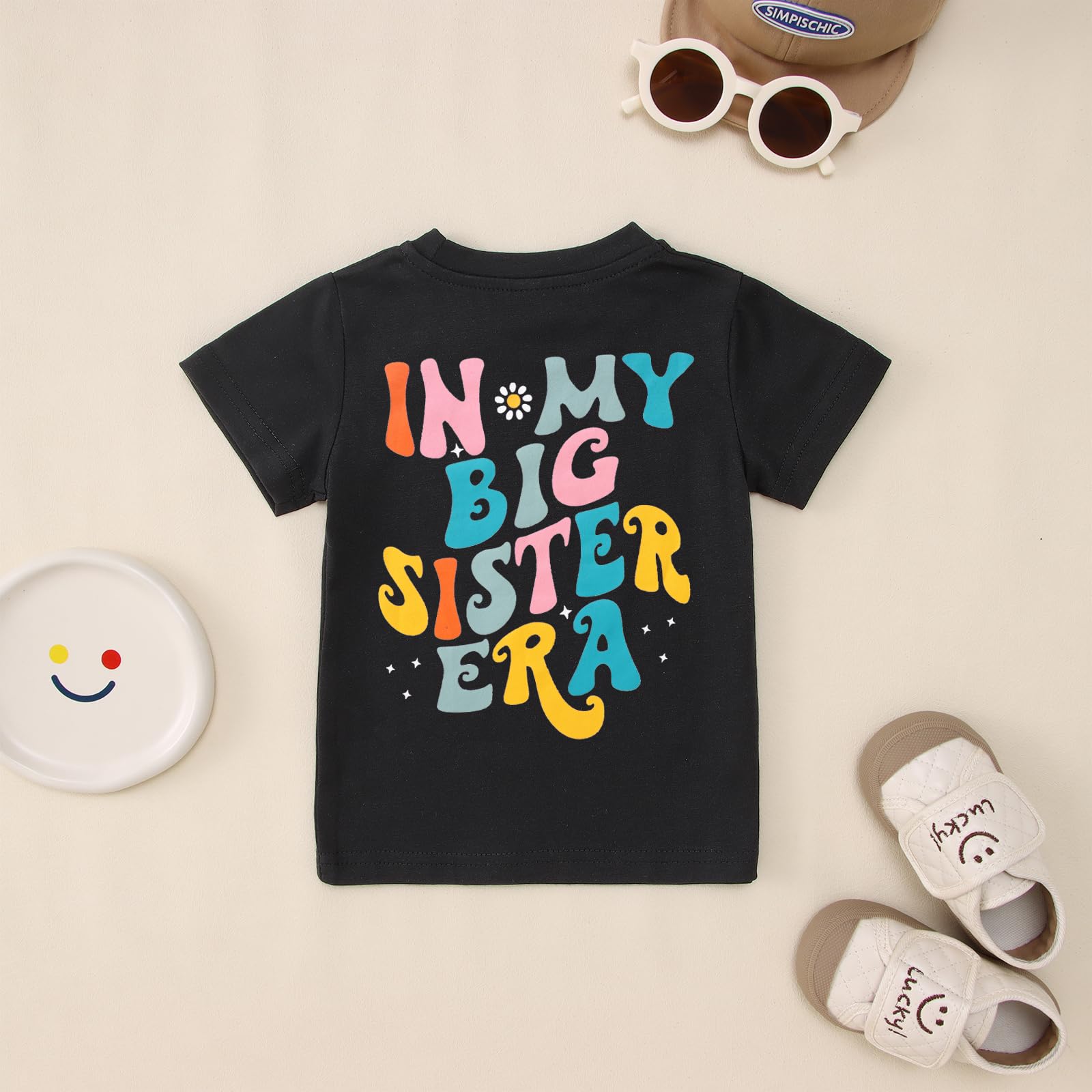 KEKEMI Big Sister Announcement T-Shirt for Toddler Girls - Cute Short Sleeve Big Sis Graphic Tee - Perfect for Sibling Reveal, Family Photos & Special Occasions