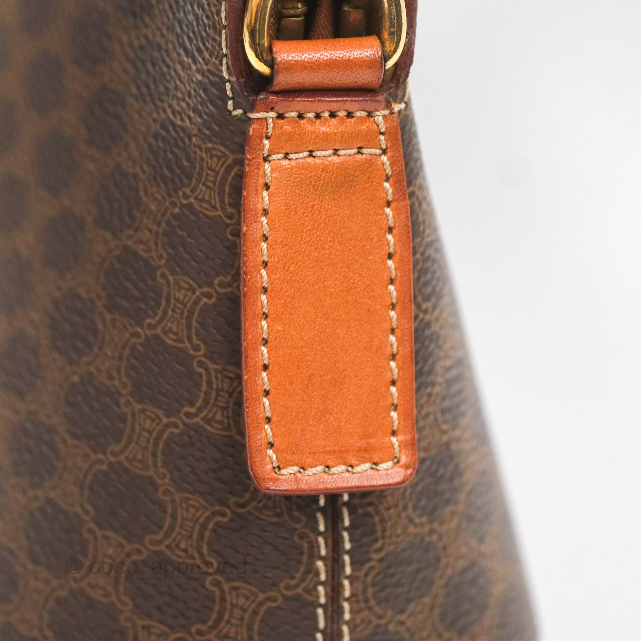 Vintage Celine Macadam Top Handle Handbag in Tan Brown - Perfect for Work, Travel & Everyday Elegance