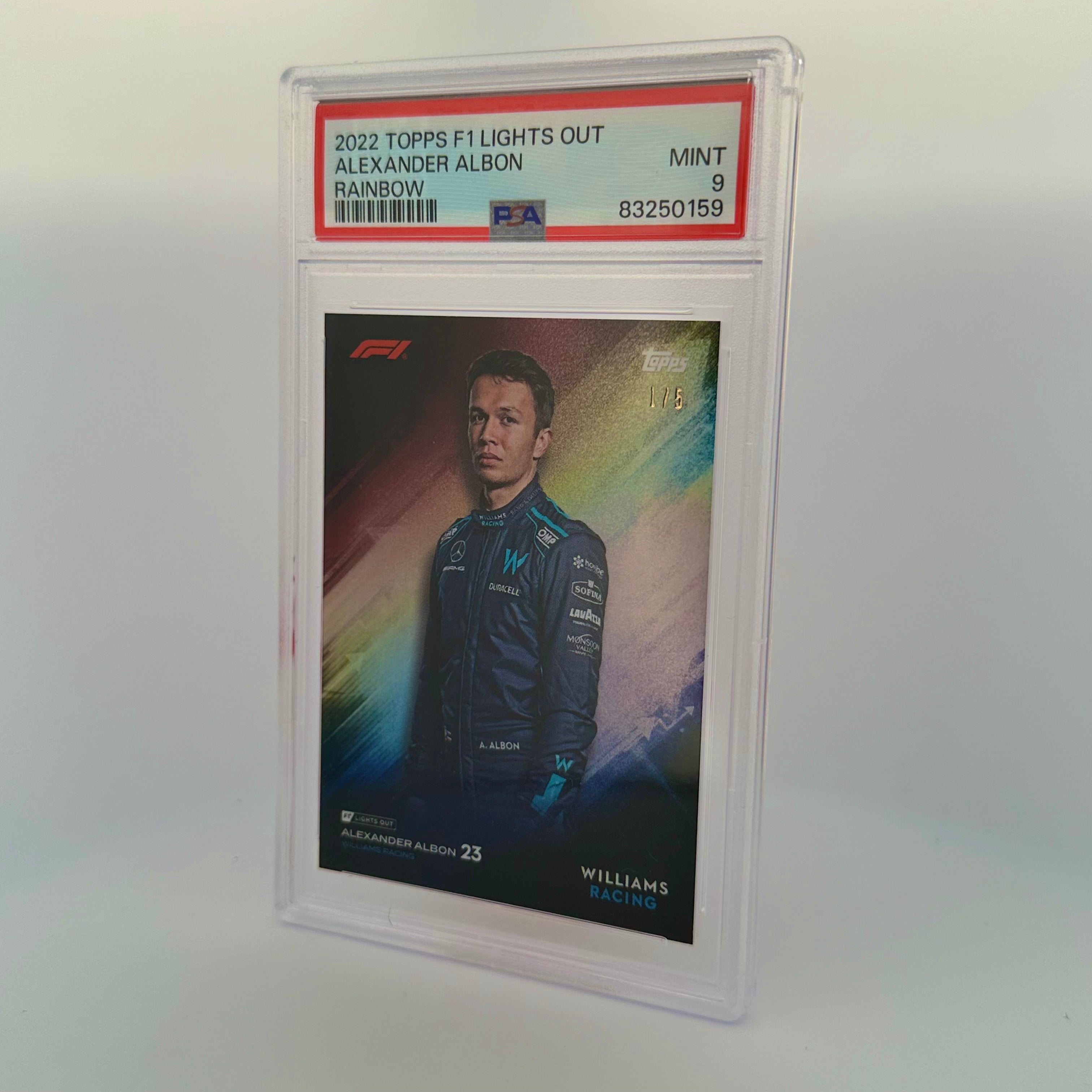 PSA 9 Alexander Albon 1/5 Rainbow Foil Trading Card - Perfect for F1 Collectors, Display & Investment