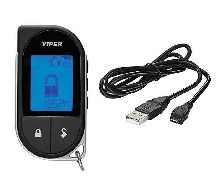 7756V 2-Way LCD Replacement Remote Transmitter with MicroUSB 8606U Charging Cable - Compatible with Various Electronics - Perfect for Home Theater, Car Audio & Remote Control Systems