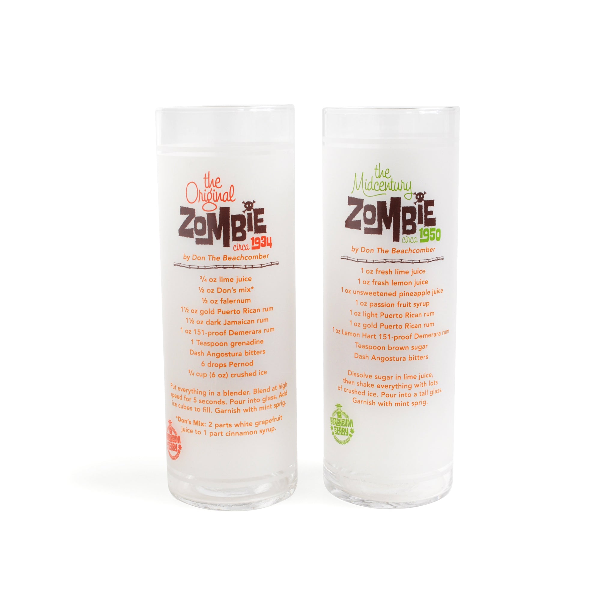 BEACHBUM BERRY Zombie Glass - 15oz (450ml) Tiki Bar Drinking Cup - Set of 24 for Tropical Cocktails, Beach Parties & Themed Events