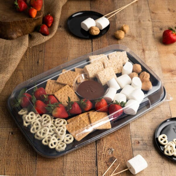 Organic Black Rectangle Serving Dish Set - 18 x 11 Inches, 2 Pack - Perfect for Dinner Parties, Buffets & Holiday Entertaining