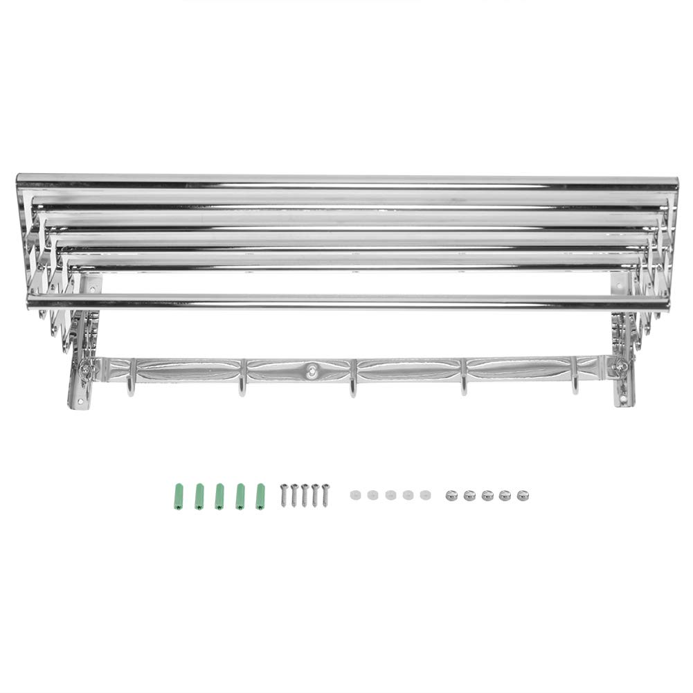 Stainless Steel Retractable Towel Rack - Foldable Bathroom Organizer for Towels, Robes & Accessories | Space-Saving Storage for Home, Hotel & Dorm Use