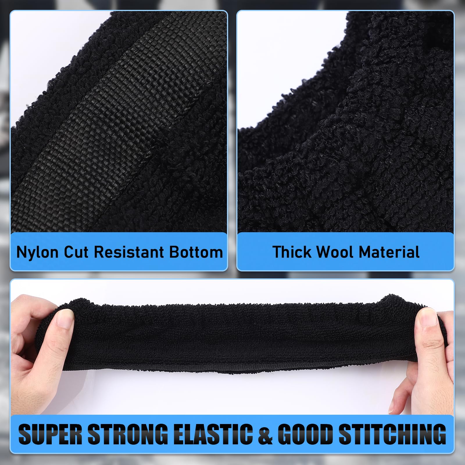 TOBWOLF 4PCS Black Terry Cloth Ice Skate Blade Covers - Absorbent Skate Soakers & Protectors for Hockey, Figure & Ice Skates | Prevent Rust & Damage During Storage & Transport
