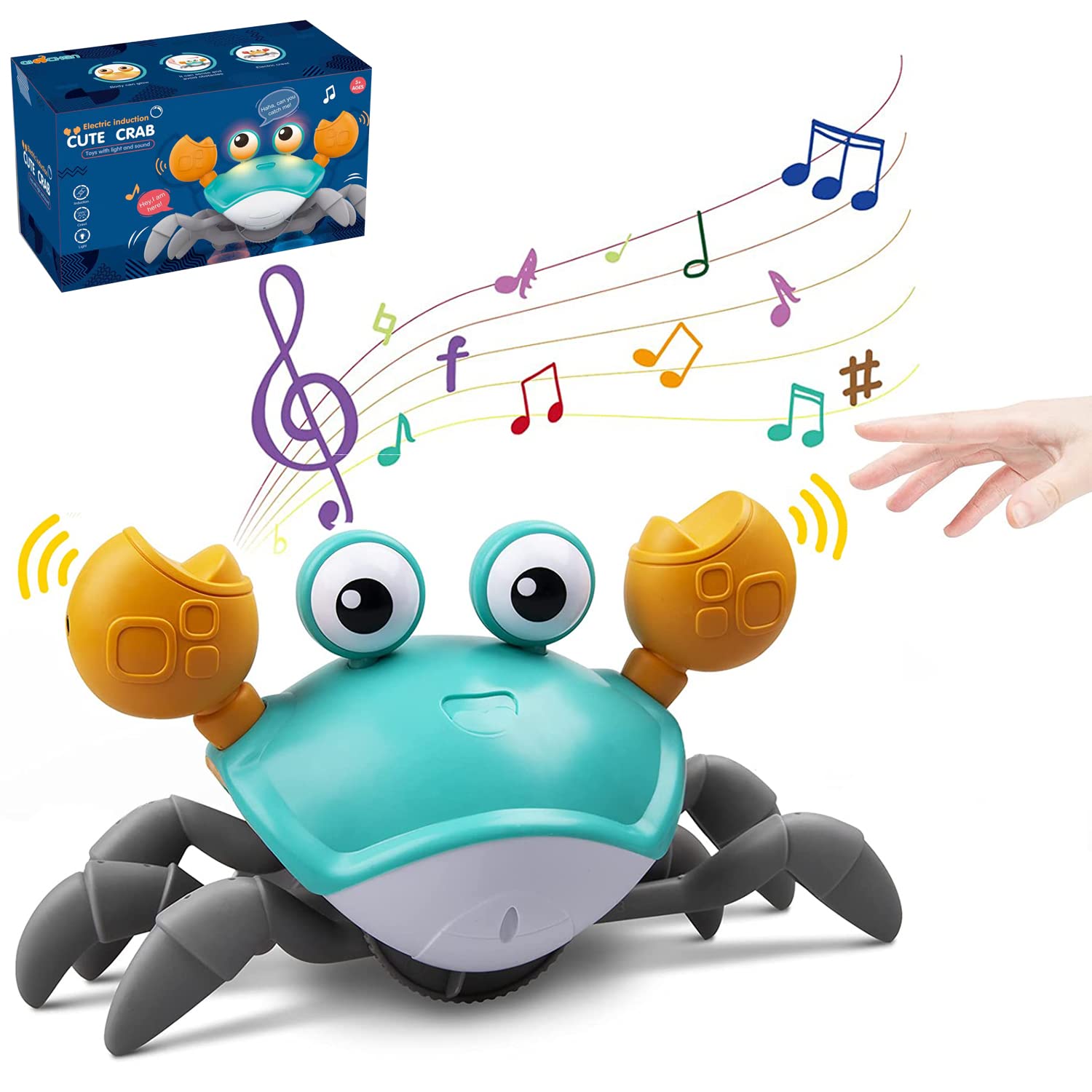 WAJIMO Crawling Crab Baby Toy with Music & Lights - Interactive Infant Toy for Toddlers, Perfect for Tummy Time & Play Gifts