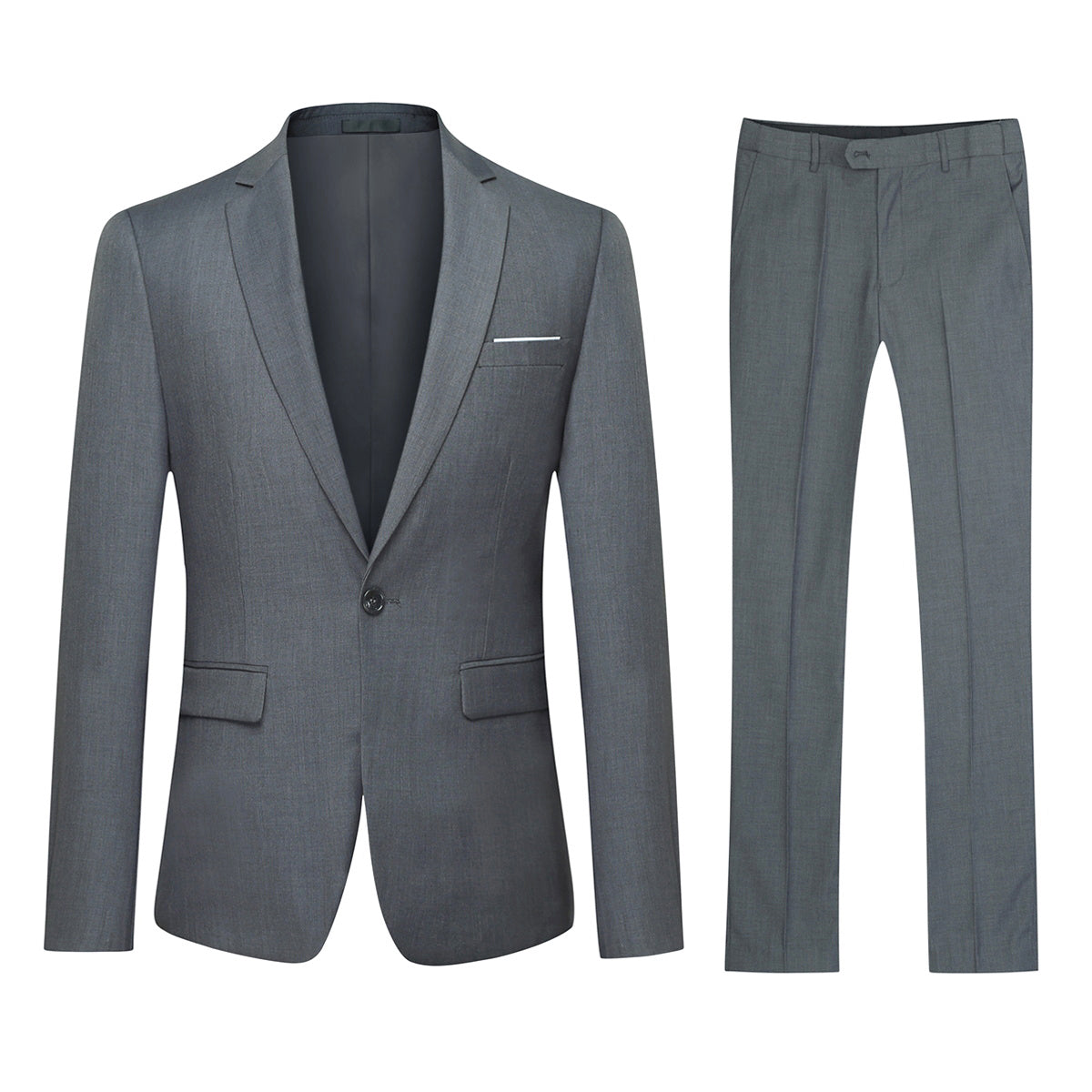 2 Piece Slim Fit Grey Suit for Men - Modern Minimalist Design - Perfect for Business, Weddings & Formal Events