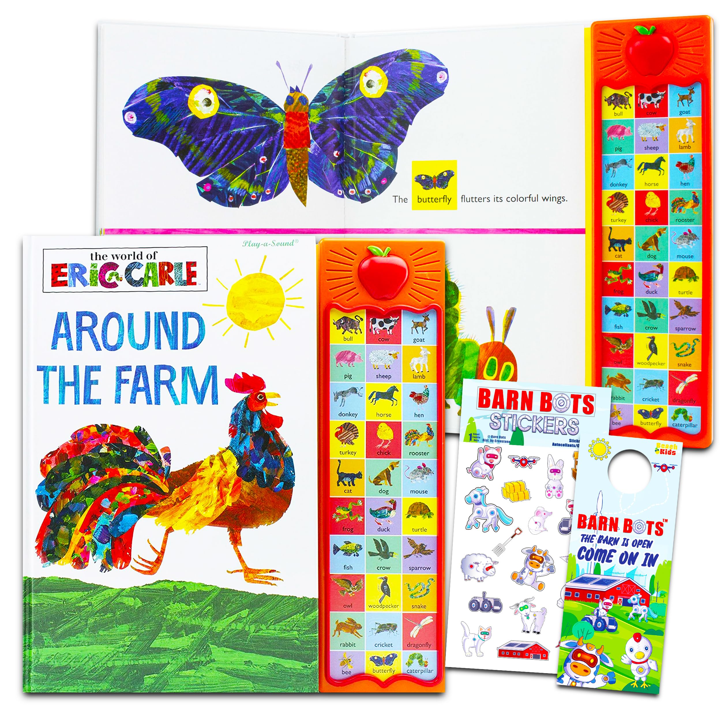 Eric Carle Sound Books Set for Toddlers - Farm Board Book Bundle with Stickers for Storytime Fun