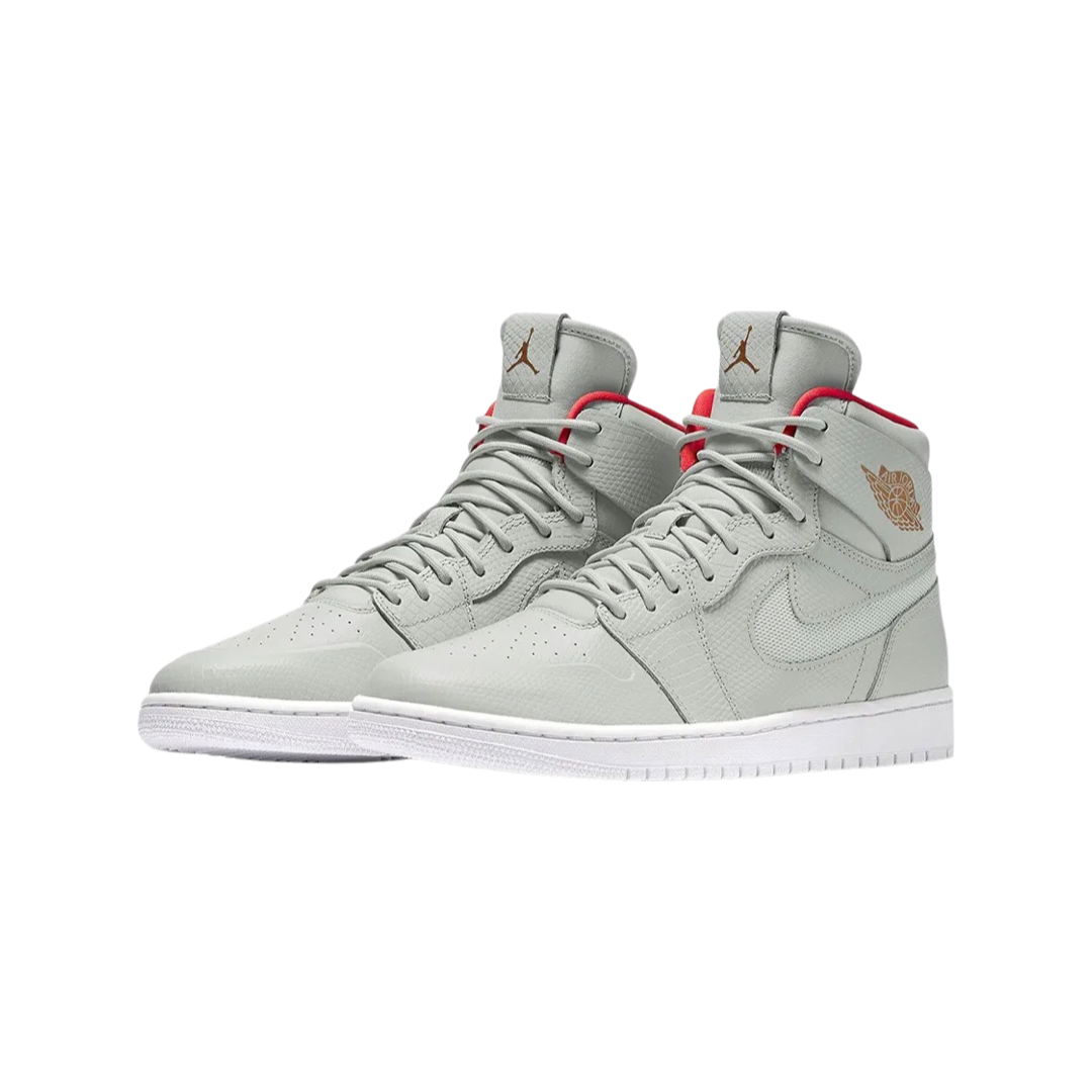 Air Jordan 1 Retro High Nouveau Sneakers - Pure Platinum & Bright Crimson Colorway - Men's Basketball Shoes for Streetwear & Casual Fashion