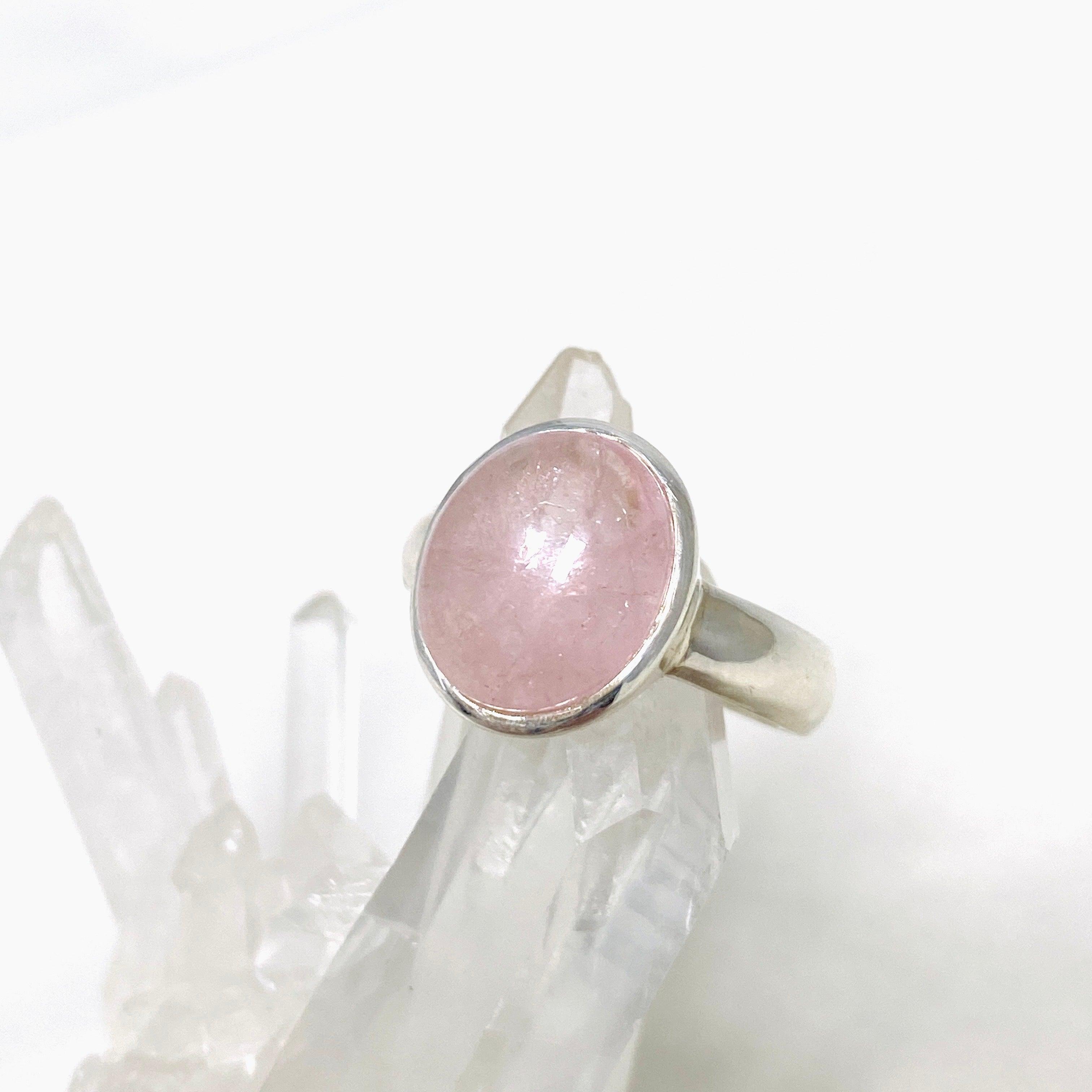 Morganite Oval Ring Size 9.5 - 14K Rose Gold Engagement Ring for Women, Dainty Wedding Band, Anniversary Gift for Her - Perfect for Proposals, Valentine's Day & Special Occasions