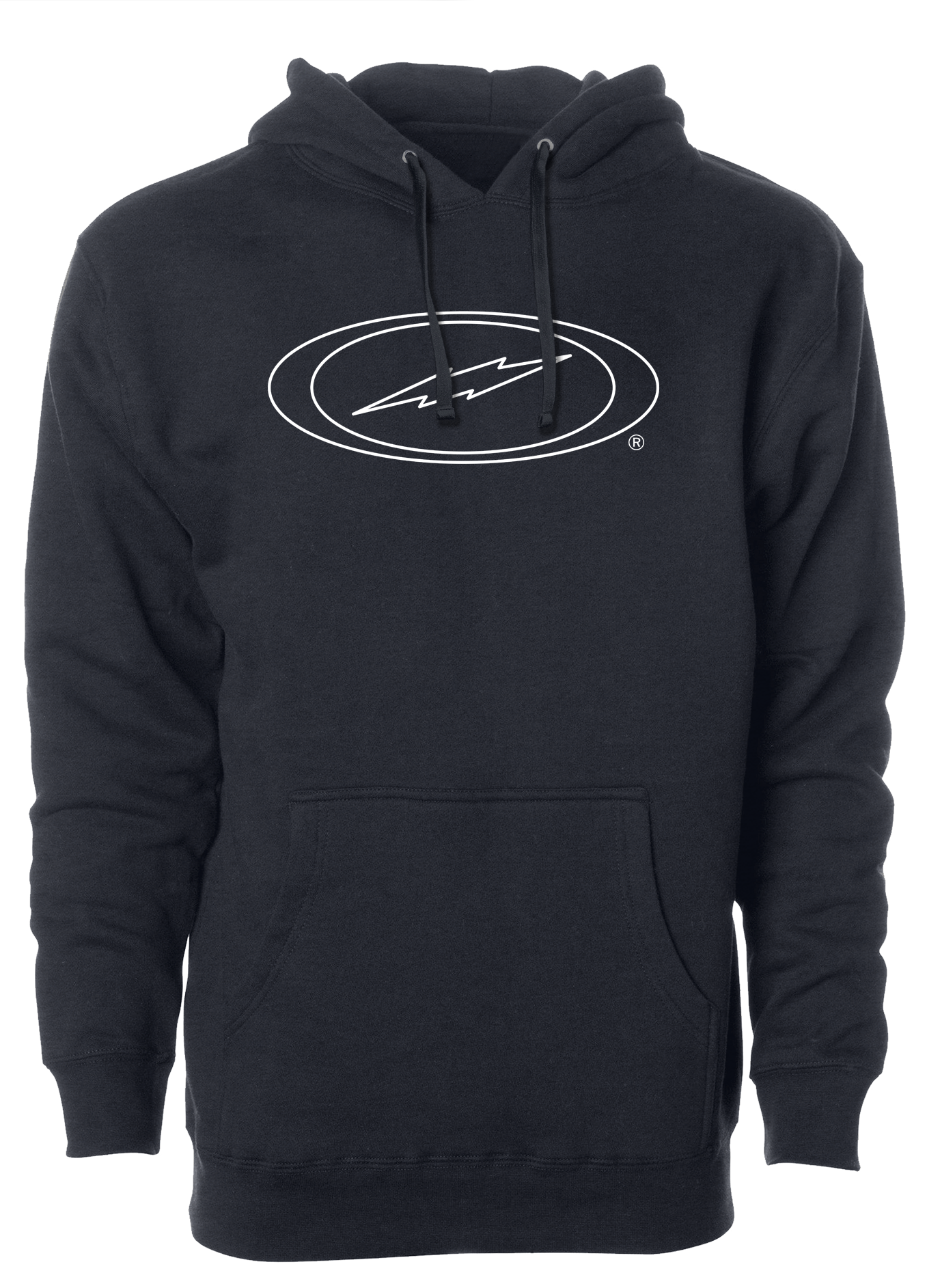 Storm Oval Bolt Logo Hoodie - White Outline Pullover Sweatshirt for Men & Women | Streetwear Fashion, Casual Wear, Gym & Outdoor Activities