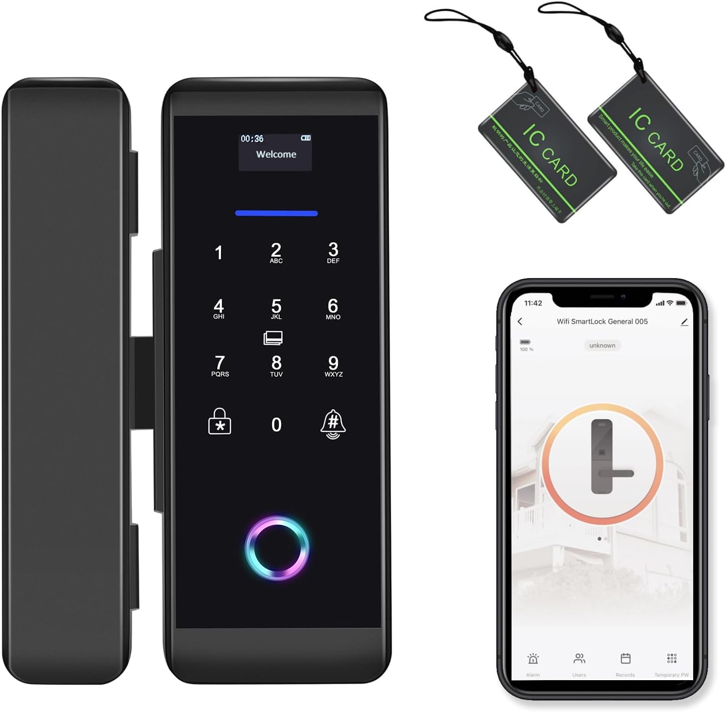Smart Fingerprint WiFi Keyless Entry Door Lock - 5-in-1 Touchscreen Keypad, IP66 Weatherproof, APP Remote Control for Home, Office & Glass Doors | Secure Smart Lock for Front Door, Apartment & Business Access
