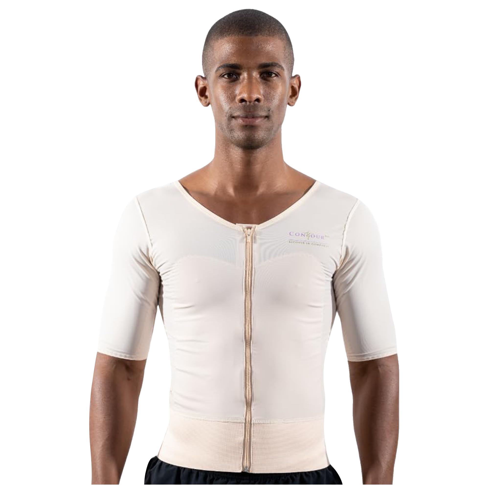 Post Gynecomastia Surgery Chest Compression Vest for Men with Sleeves - 11S BG S Beige - Post-Op Recovery, Swelling Reduction & Comfort Support for Gynecomastia Patients