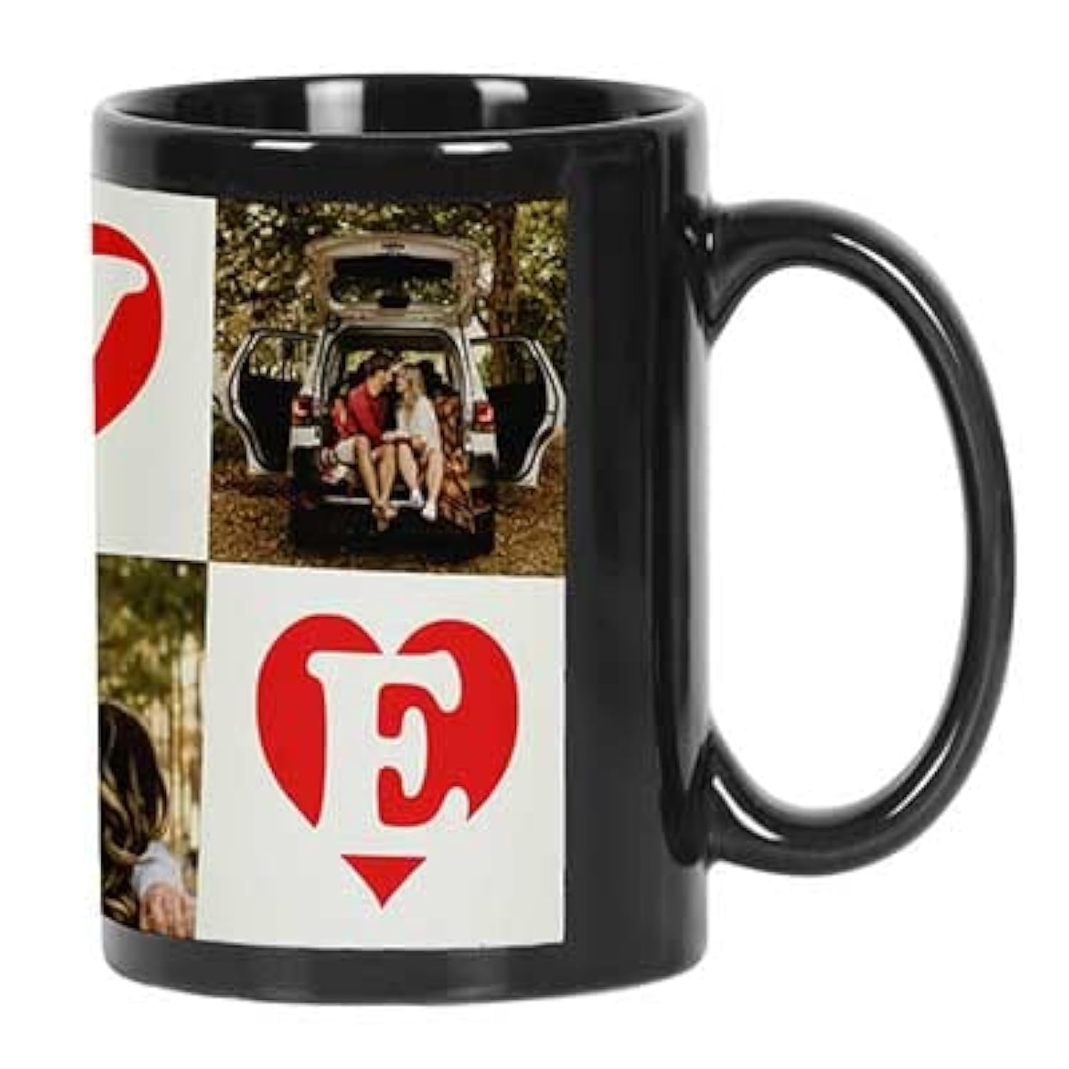 Personalized Photo Collage Coffee Mug - Custom Picture Ceramic Cup - Dishwasher & Microwave Safe - 11 Oz Black - Perfect Gift for Anniversary, Valentine's Day & Family Keepsakes