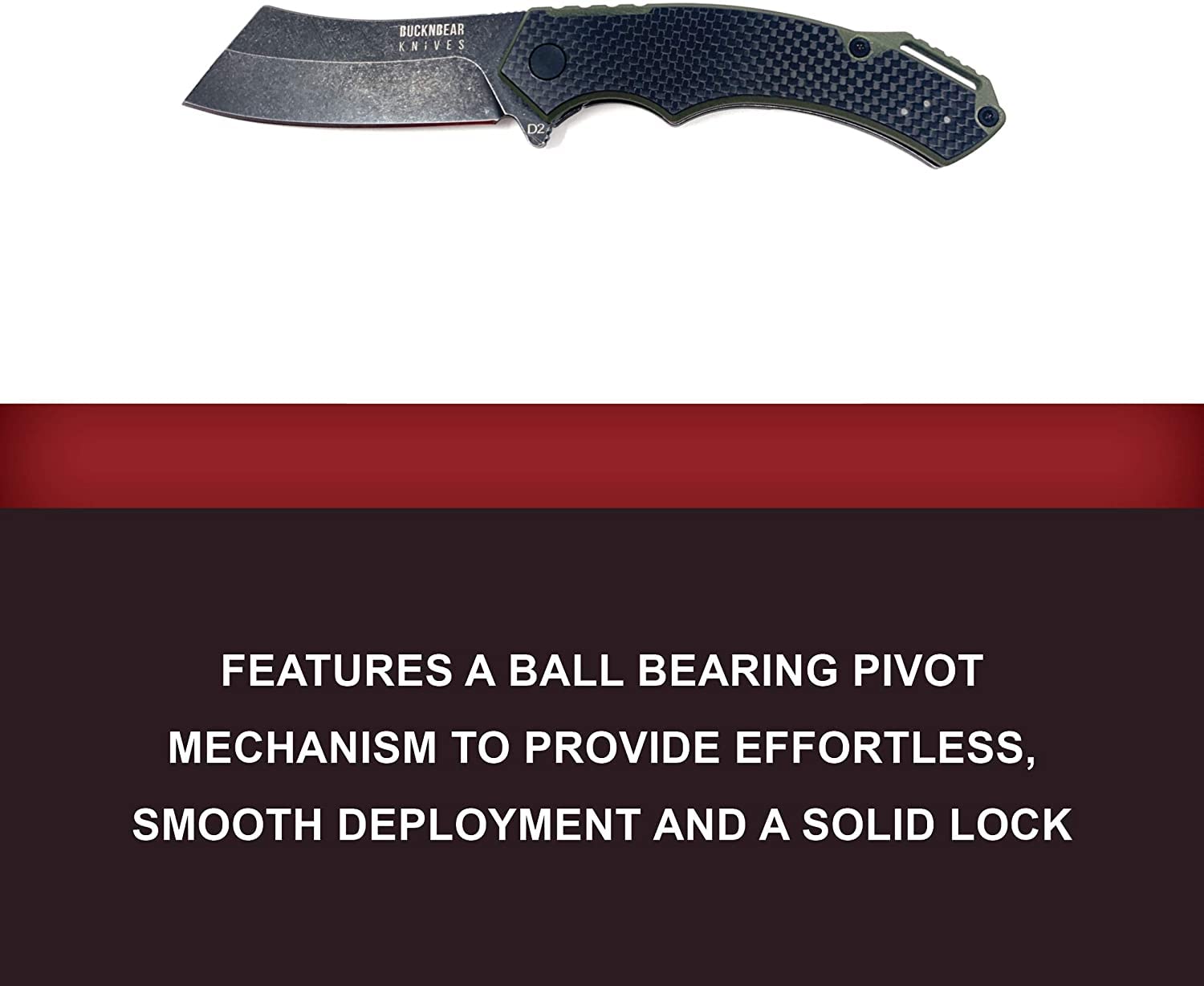 BucknBear EDC Cleaver Pocket Knife - 3.6 Inch Sharp Blade with Carbon Fiber Handle - Perfect for Camping, Hiking & Everyday Carry (EDC)