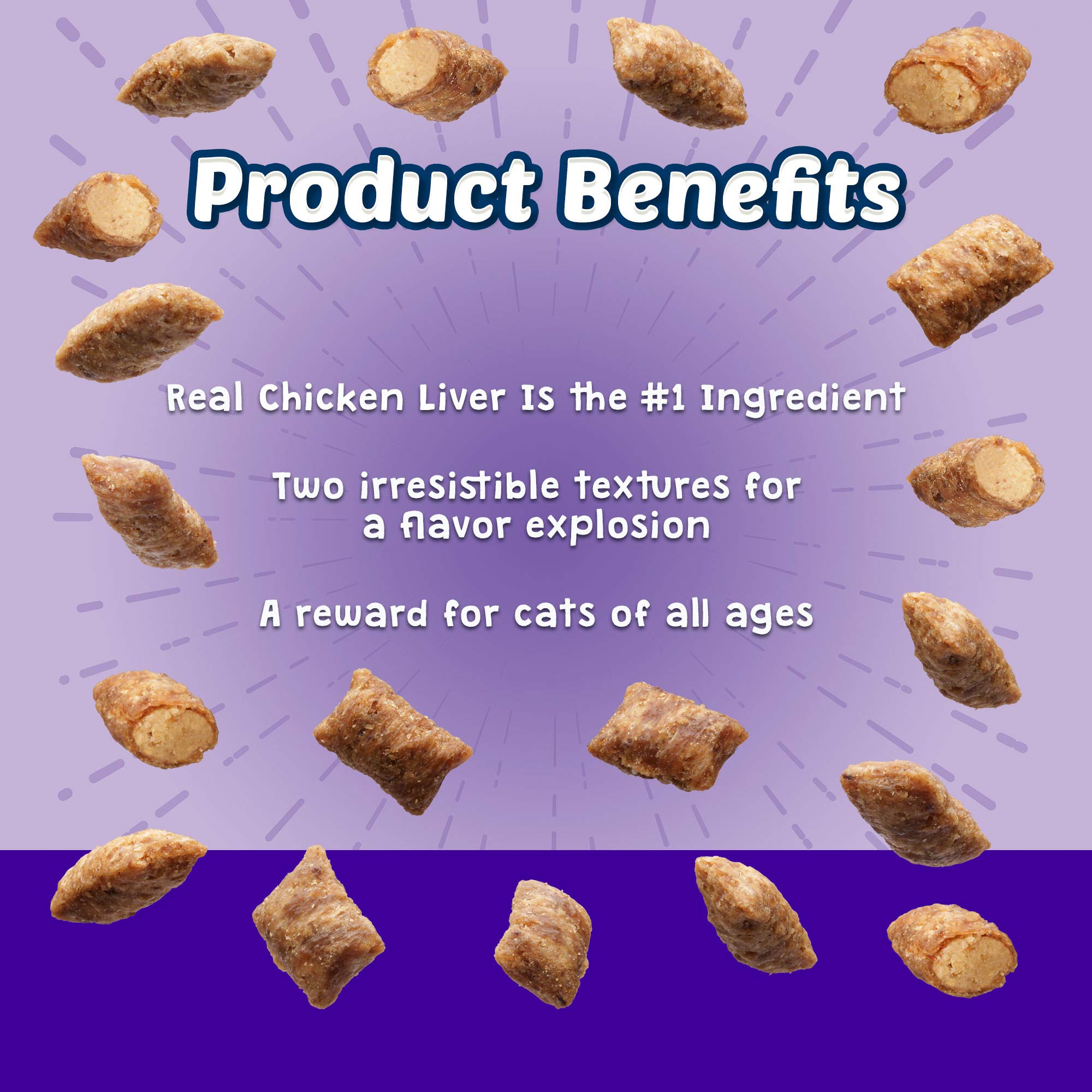 Blue Buffalo Bursts Crunchy Cat Treats - Chicken Liver & Beef Flavor - 12oz Tub (Pack of 2) | Healthy Snacks for Indoor & Outdoor Cats - Perfect for Training & Rewards