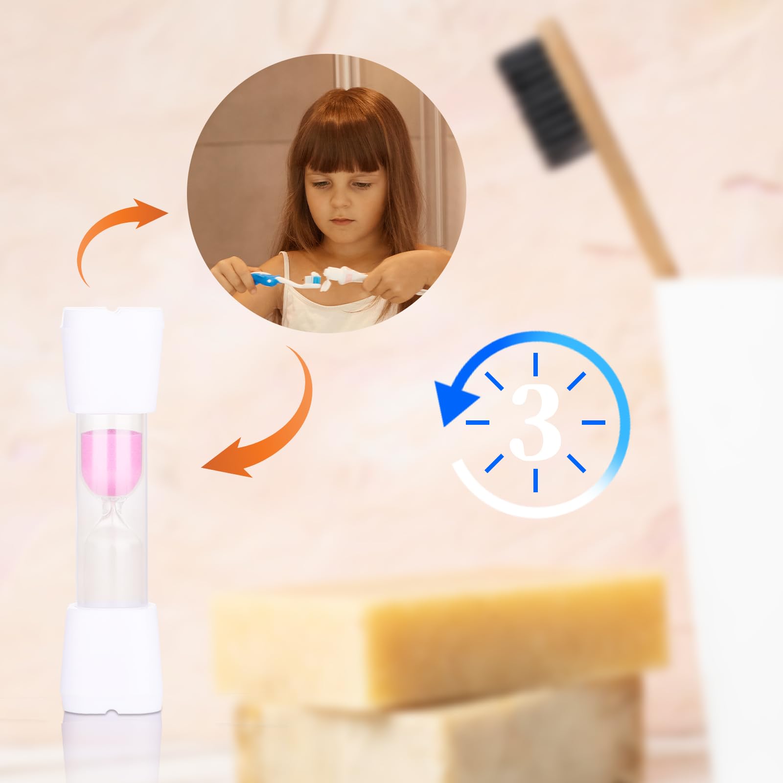 Simarro 2-Piece Sand Timer Set - 3 Minute Hourglass with Anti-Slip Base, Egg-Shaped Kitchen Timer for Cooking, Games, Classroom, Home & Office Decor (Blue + Pink) | Perfect for Board Games, Baking, Meditation & Creative Gifts