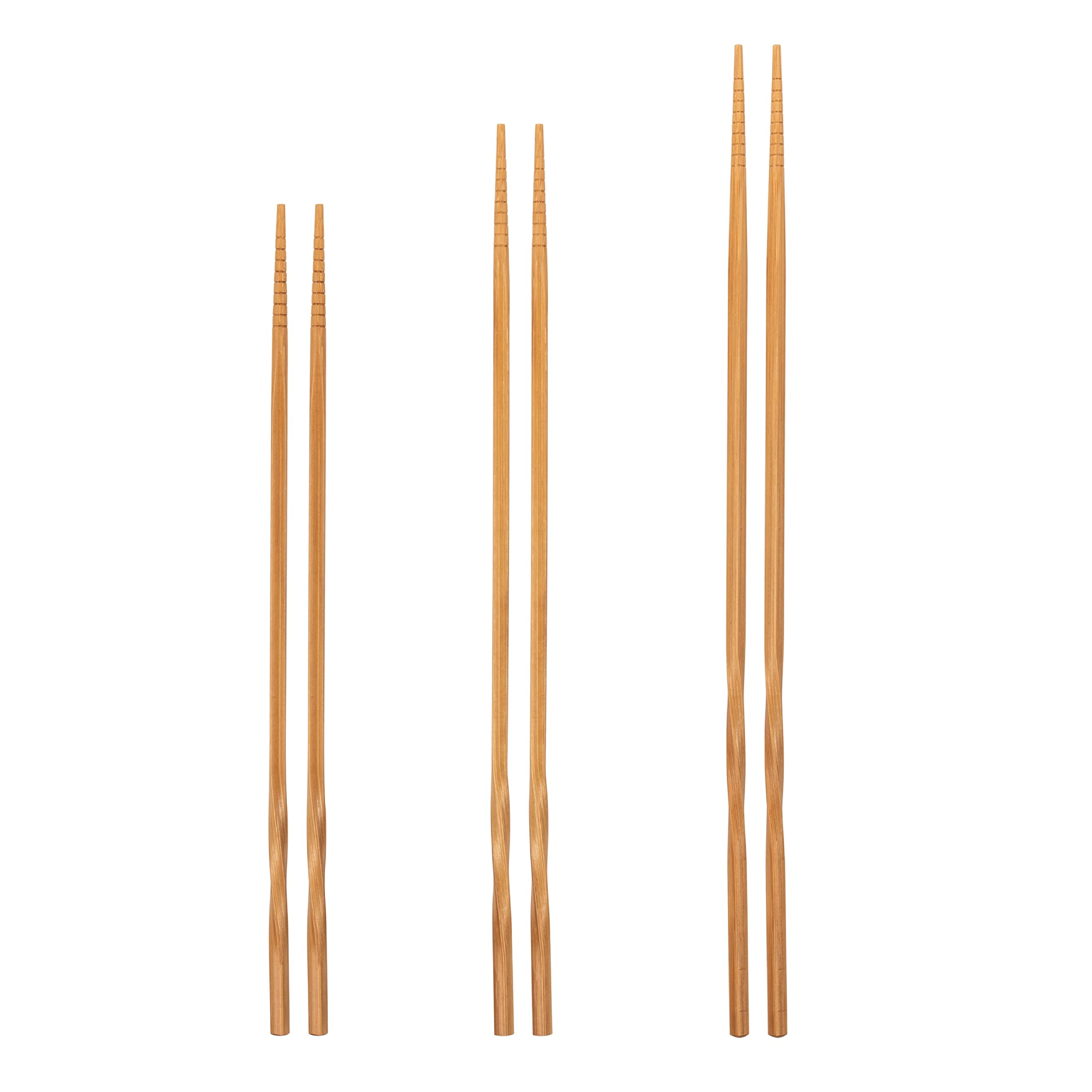YOSUKATA 3-Pair Reusable Natural Wooden Cooking Chopsticks Set - 11.8
