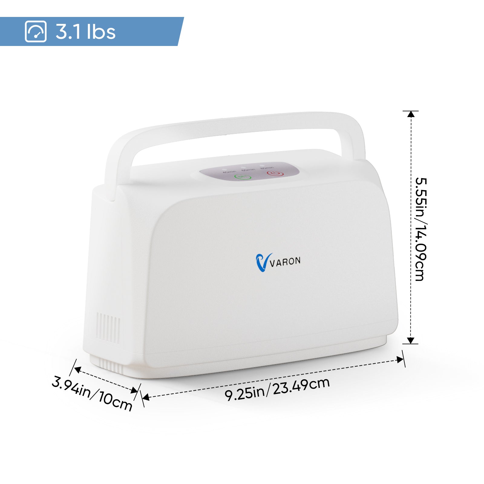 VARON Pulse Flow Portable Oxygen Concentrator NT 03 - Lightweight Medical Oxygen Machine for Travel & Home Use - Perfect for COPD Patients & Active Lifestyles