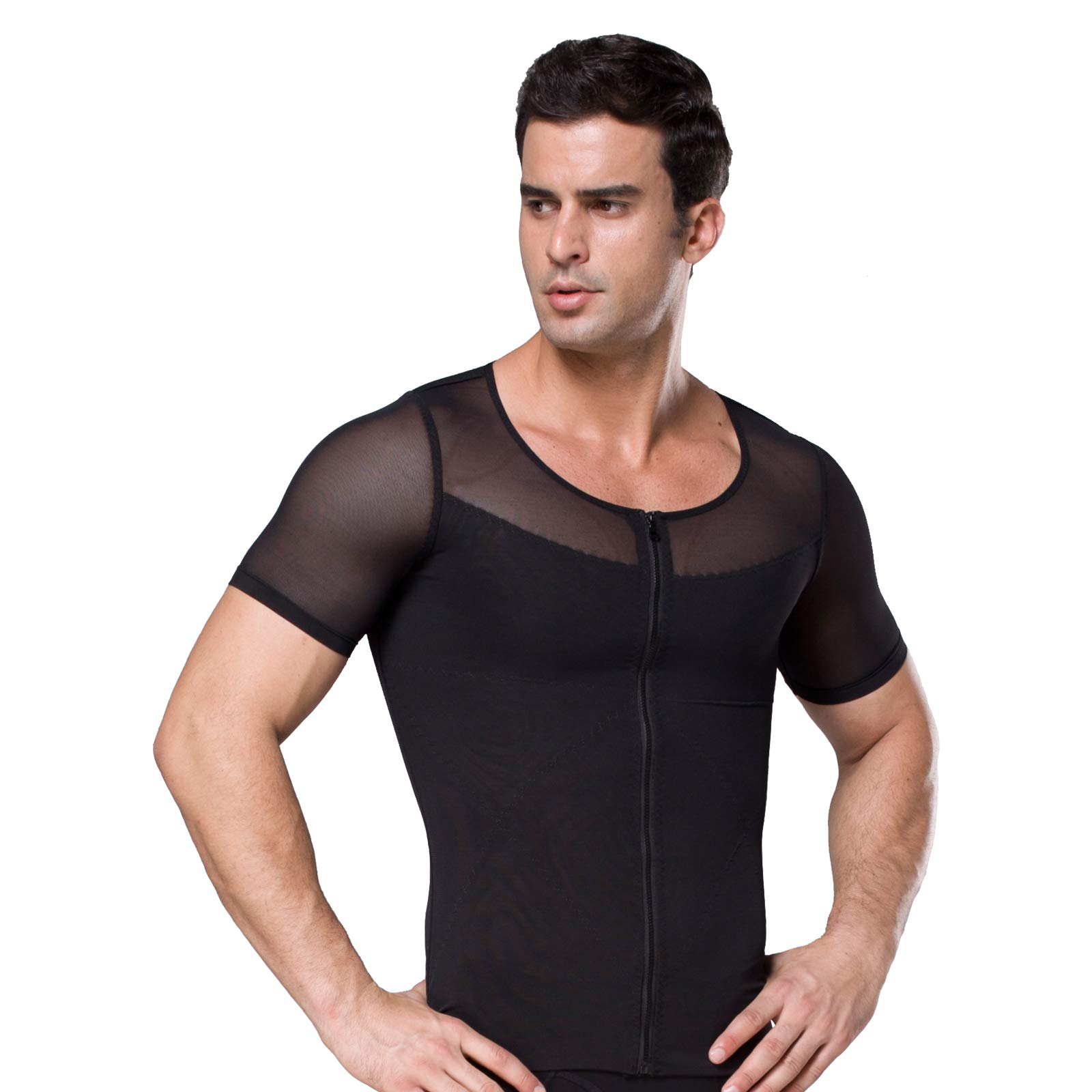 Tbrand Men's Slimming Undershirt Body Shaper Vest with Zipper - Comfortable Shapewear for Daily Wear & Layering
