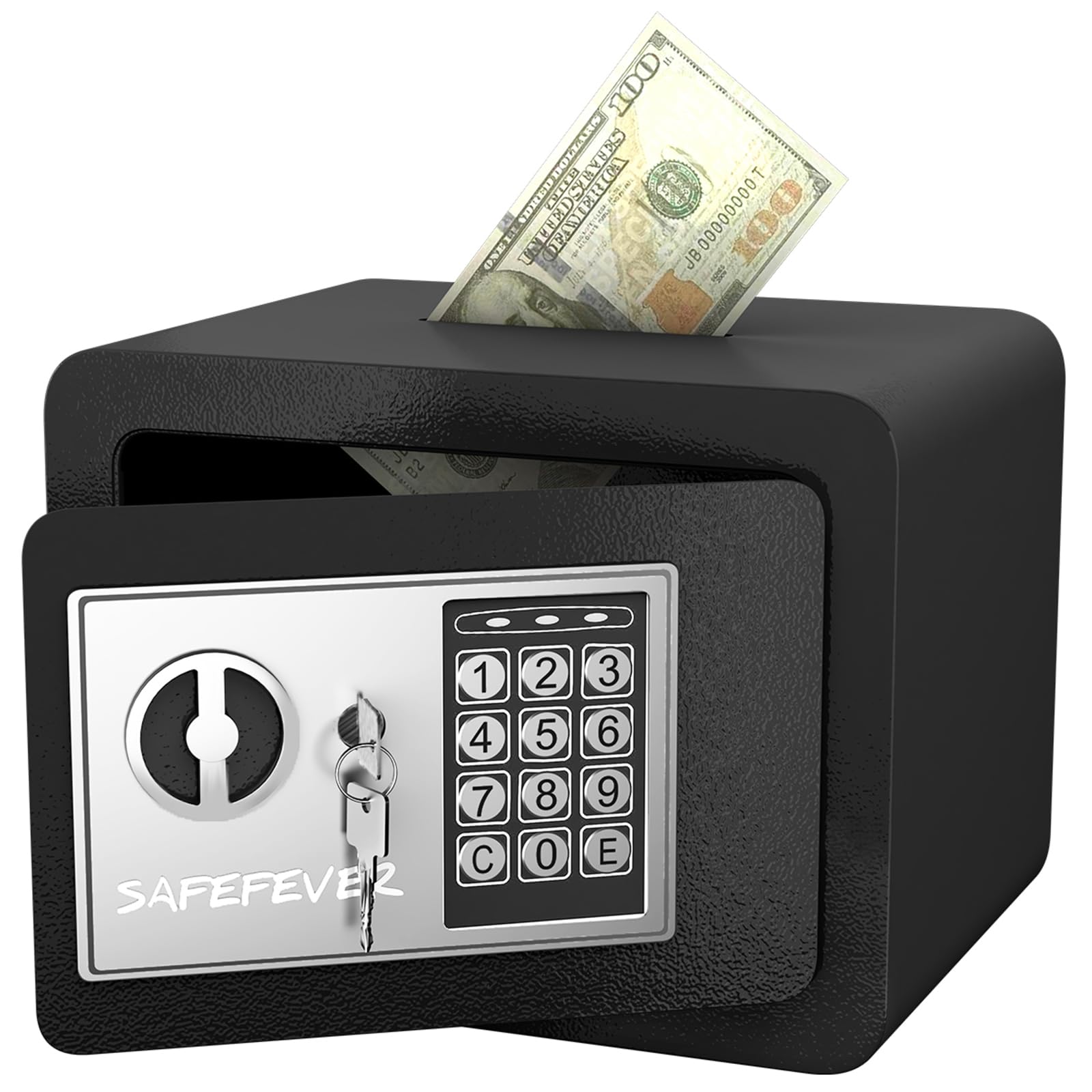 Electronic Keypad Small Safe Box - 0.23 Cubic Steel Security Safe with Drop Slot for Cash, Jewelry & Valuables | Money Saving Box for Kids & Home Use | Perfect for Bedroom, Office & Travel Security