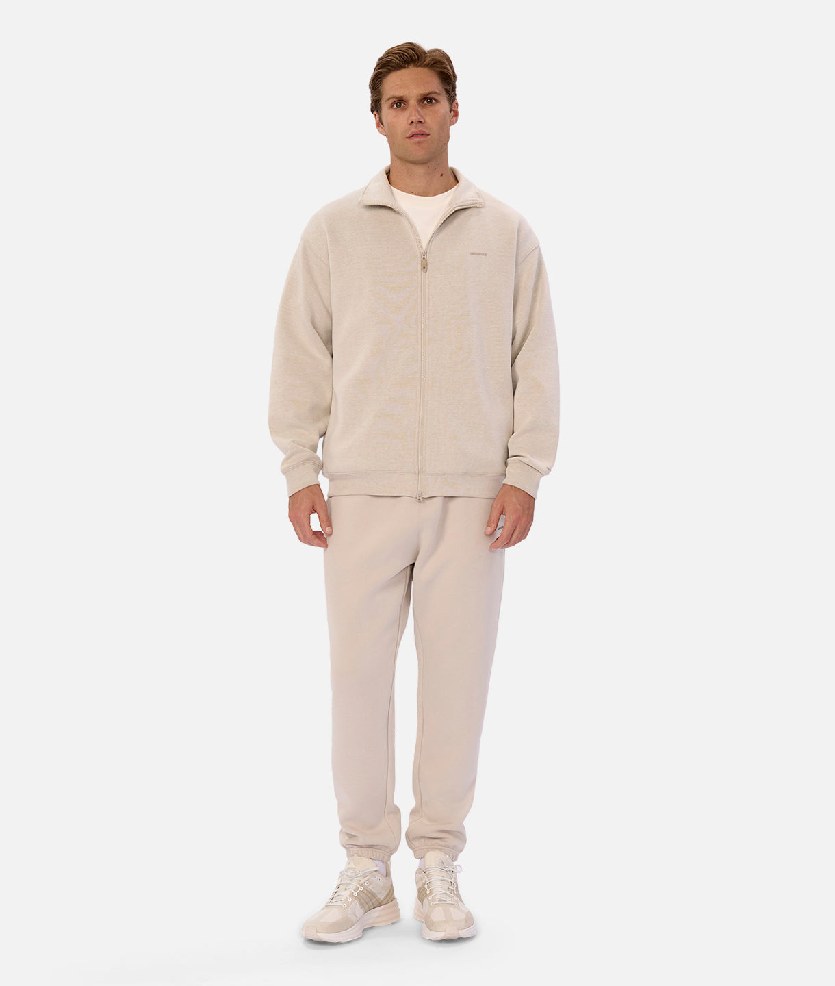 The Manning Zip Through Track Top - Stone Heather | Lightweight & Breathable Men's Running Jacket for Outdoor Sports & Casual Wear