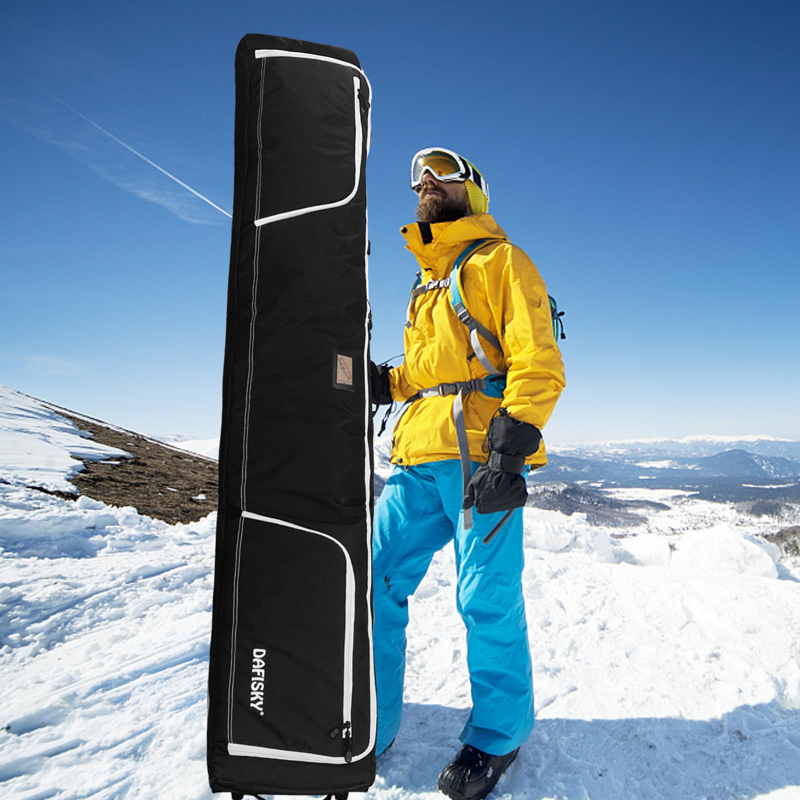 Best Rolling Ski Bag for Air Travel - Padded Snowboard Bag with Wheels, Fits 2 Sets of Skis - Perfect for Winter Sports & Mountain Vacations