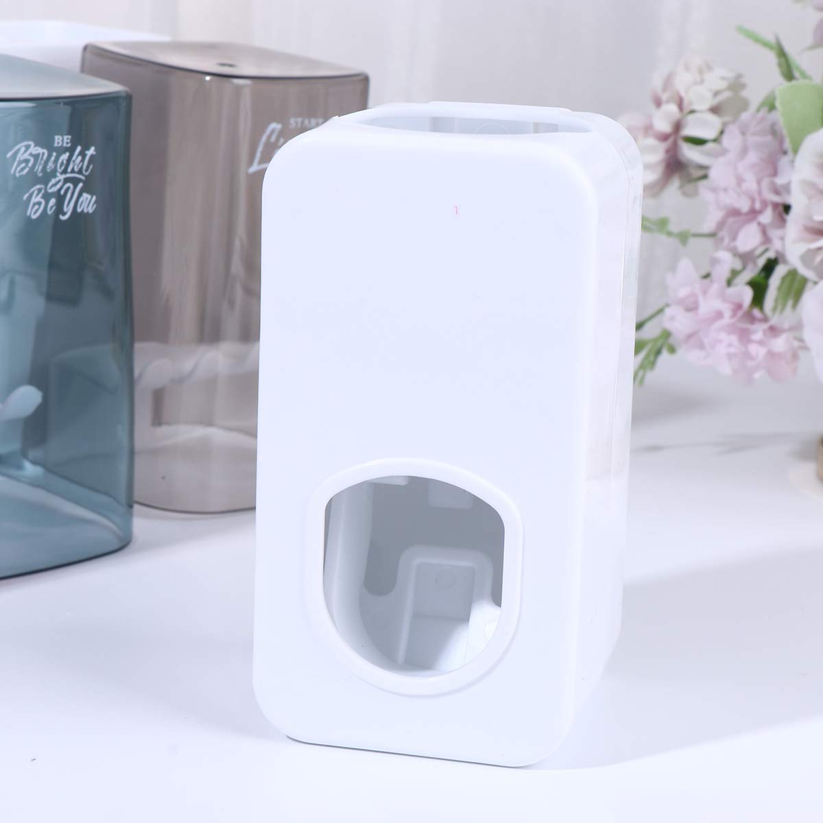 Cabilock Toothpaste & Toothbrush Holder Set - Wall Mount Bathroom Organizer for Toiletries - No Drilling White