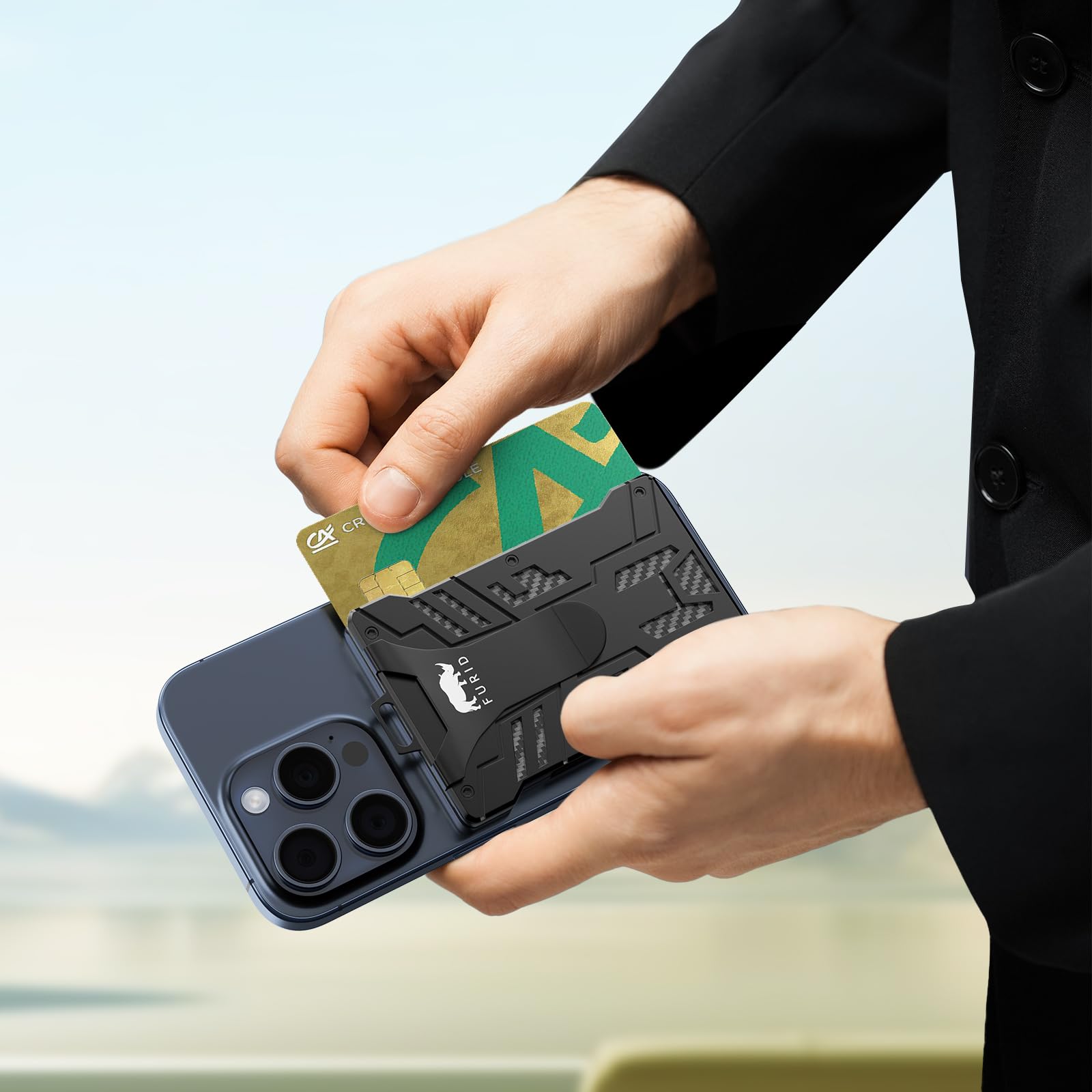 Magnetic Slim Wallet for iPhone 15/14/13/12 Pro Max | Apple MagSafe Compatible Card Holder with Money Clip | RFID Blocking Minimalist Wallet (Black) | Perfect for Travel, Business & Everyday Use