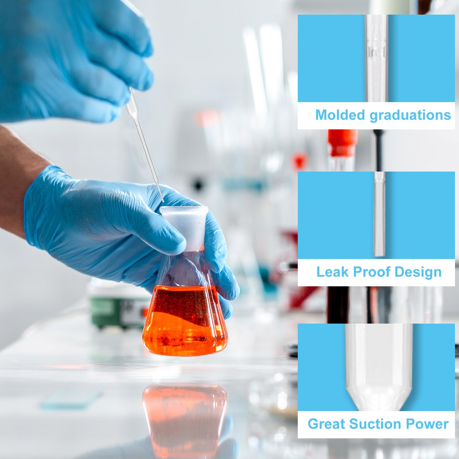 Biologix 2000PCS 3ml Disposable Plastic Transfer Pipettes - Graduated Dropper for Science Lab, Essential Oils, DIY Projects | Perfect for Laboratory Experiments, Aromatherapy & Crafting