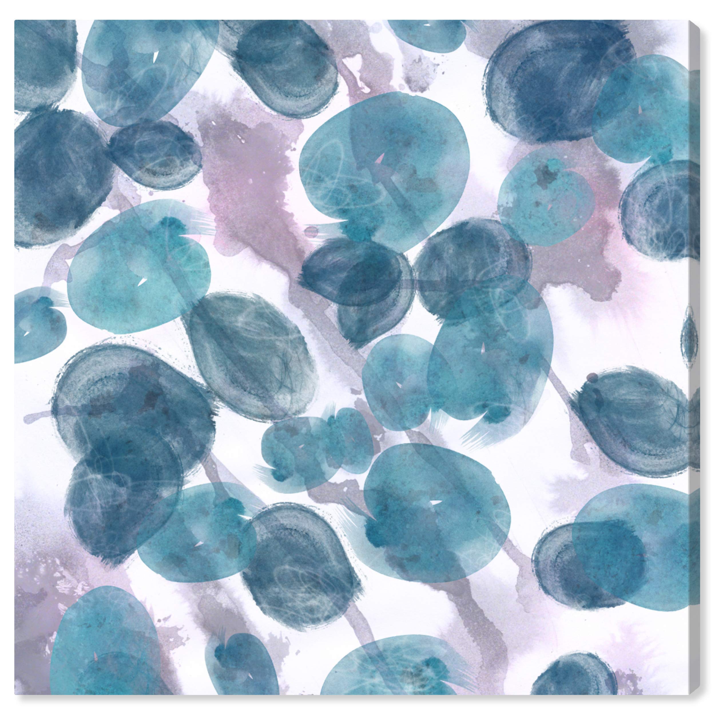 Abstract Wall Art Canvas Print 'Bubbles' - Blue & White Modern Home Decor - 30x30 Inch Framed Painting for Living Room, Bedroom & Office - The Oliver Gal Artist Co.