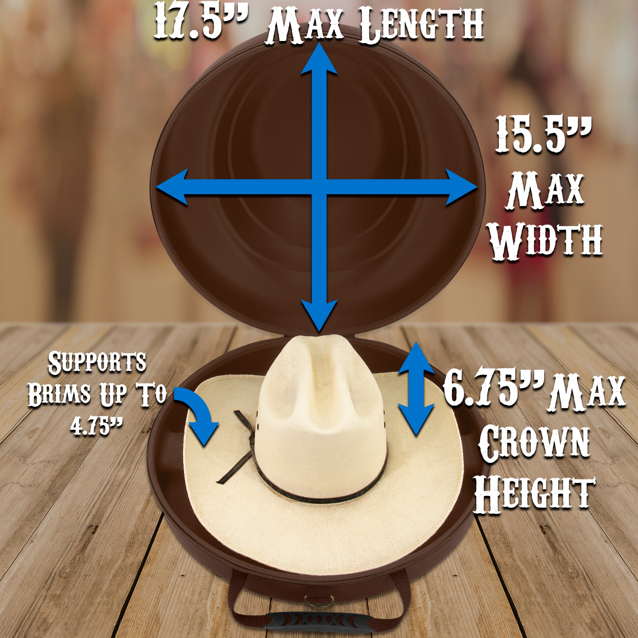 CASEMATIX Cowboy Hat Storage Box - Hard Shell Hat Case for Brims Up To 4.75