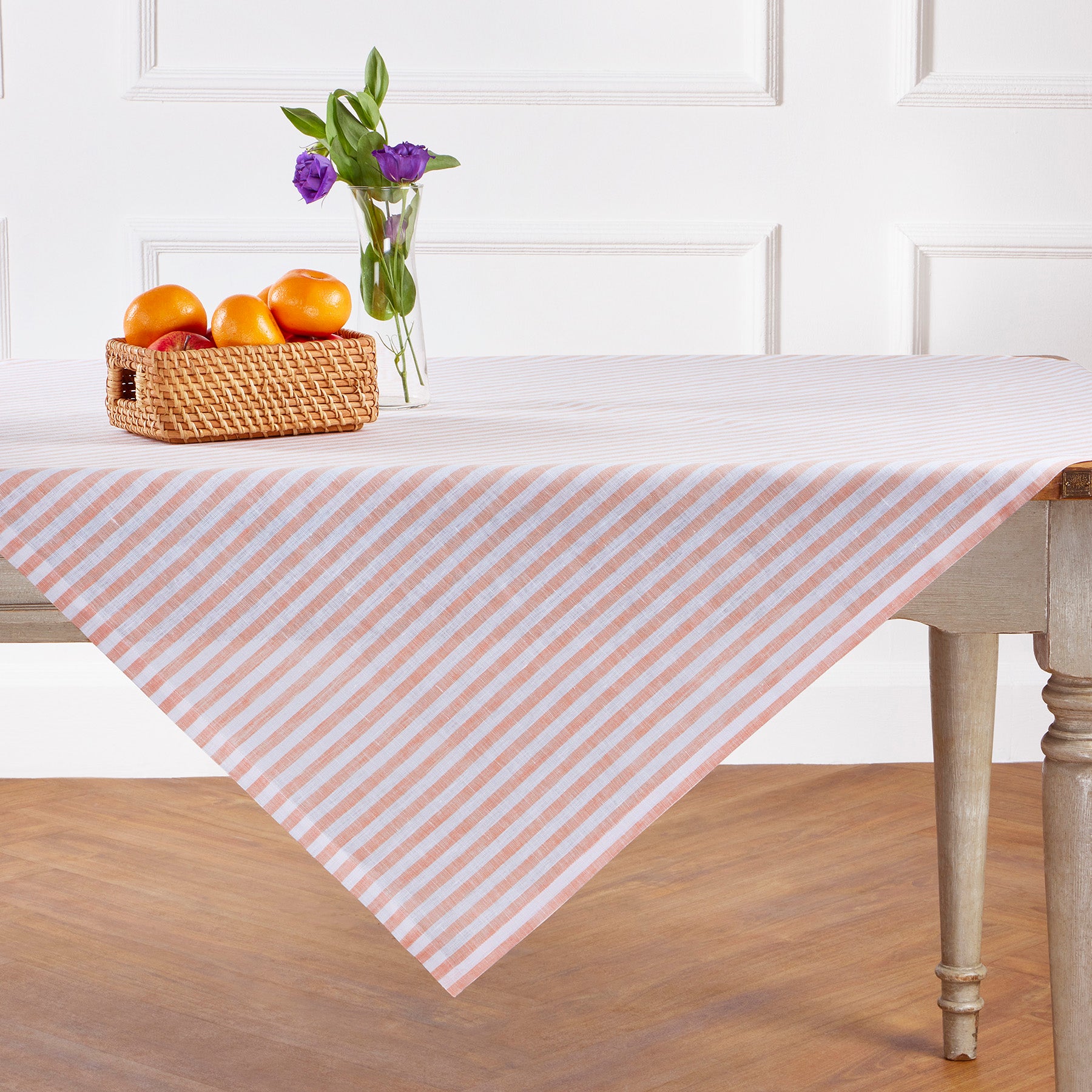 Coral and White Amalfi Stripe