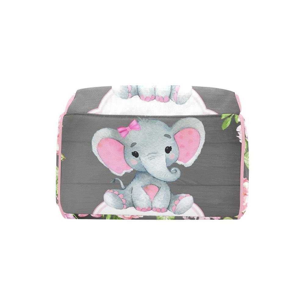 **Personalized Pink Elephant Diaper Backpack - Waterproof Baby Nursing Bag for Travel, Daycare & Outings - Cute Baby Shower Gift for Moms**    *(Use Case: Perfect for moms on-the-go, hospital visits, park trips, and everyday essentials storage.)*