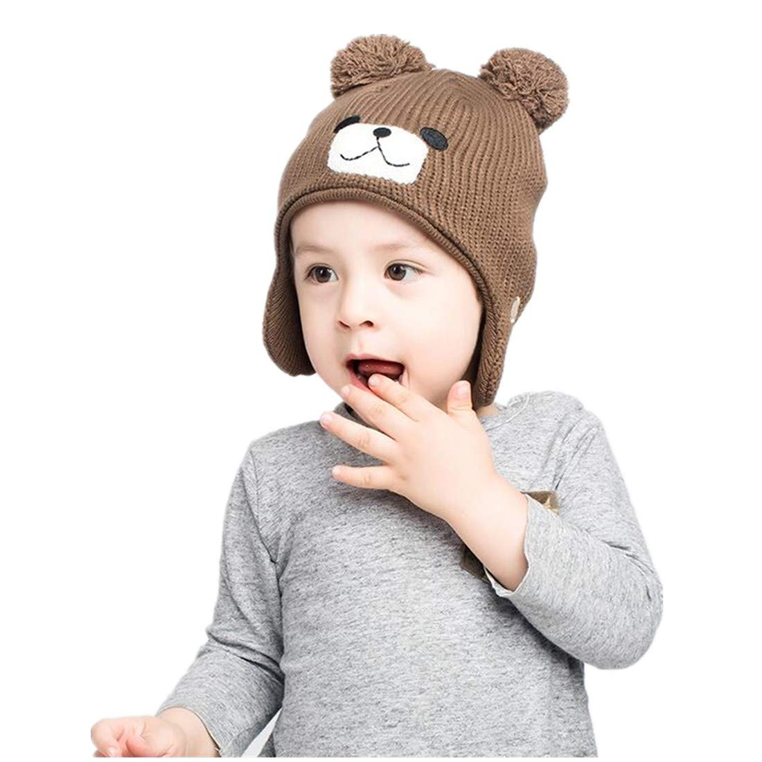LLmoway Baby Winter Hat with Fleece Lining & Ear Flaps - Warm Knit Beanie for Infants & Toddlers - Perfect for Cold Weather, Snow Play & Outdoor Activities