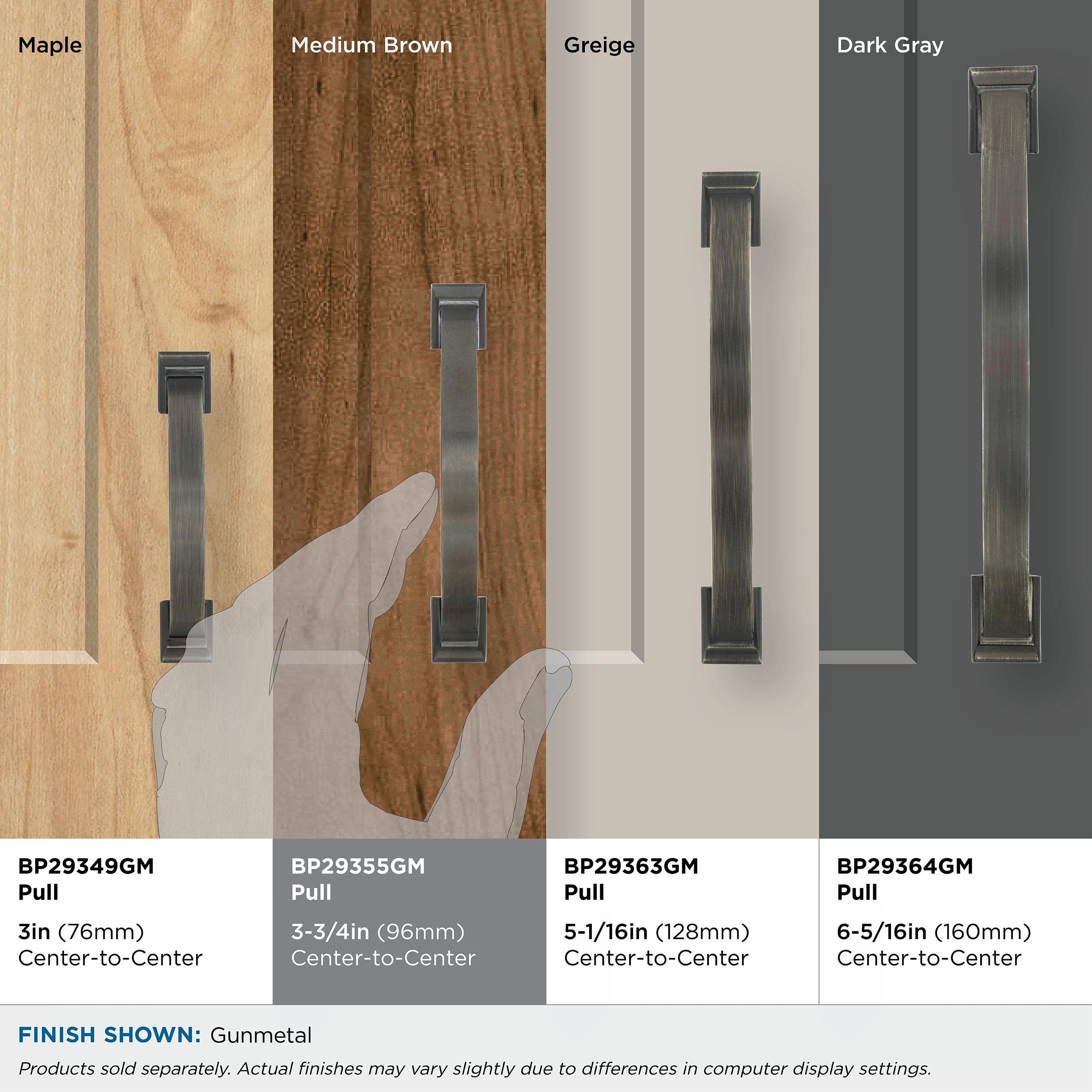 Amerock Gunmetal Cabinet Pull - 3-3/4 inch (96mm) Center to Center - Candler Drawer Handle - 1 Pack - Modern Cabinet Hardware for Kitchen, Bathroom & Furniture Upgrade