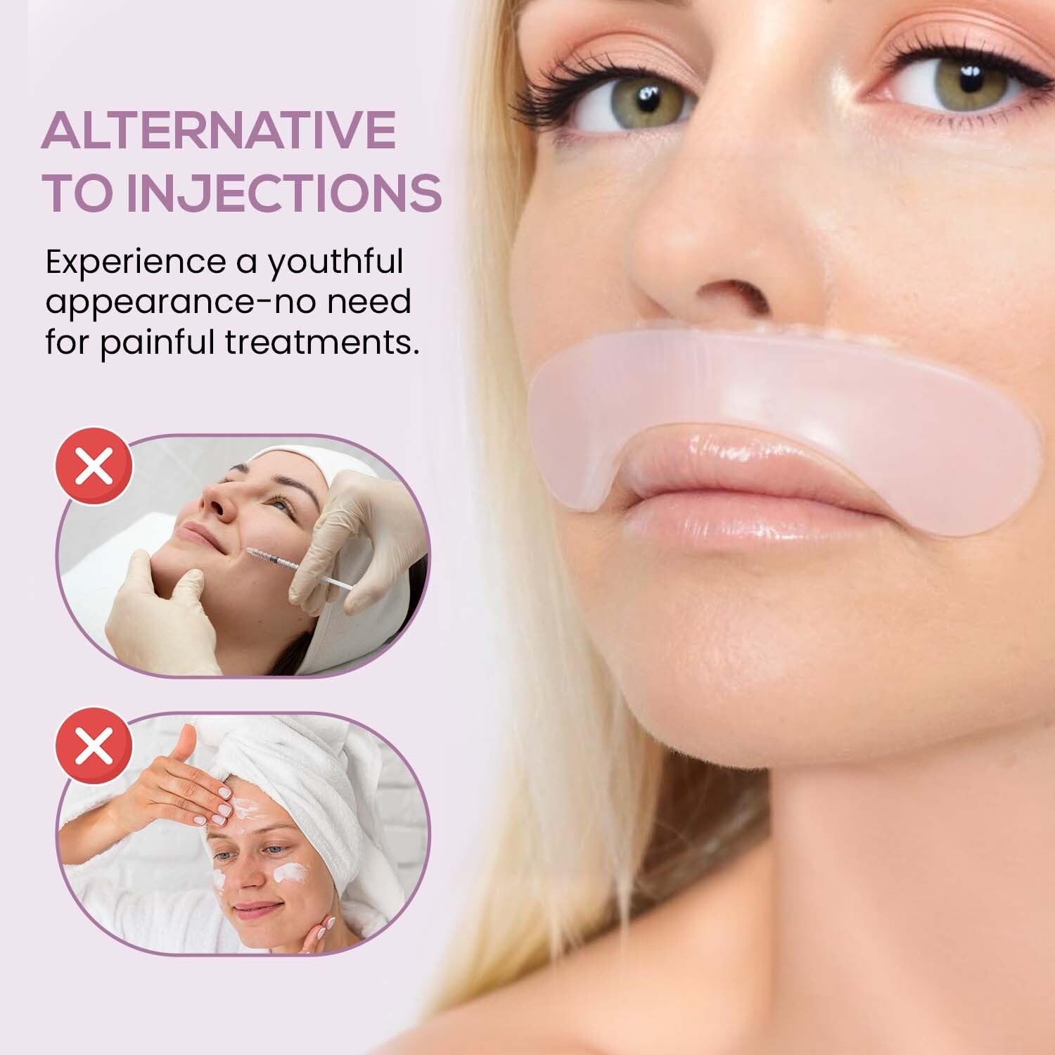 Kami Pure Anti-Wrinkle Lip & Smile Line Silicone Pad - Reusable Collagen Patch for Lip Wrinkles, Hydrating & Plumping Facial Mask | Hypoallergenic Anti-Aging Treatment | Perfect for Night Care, Travel & Daily Skincare Routine - Single Pack