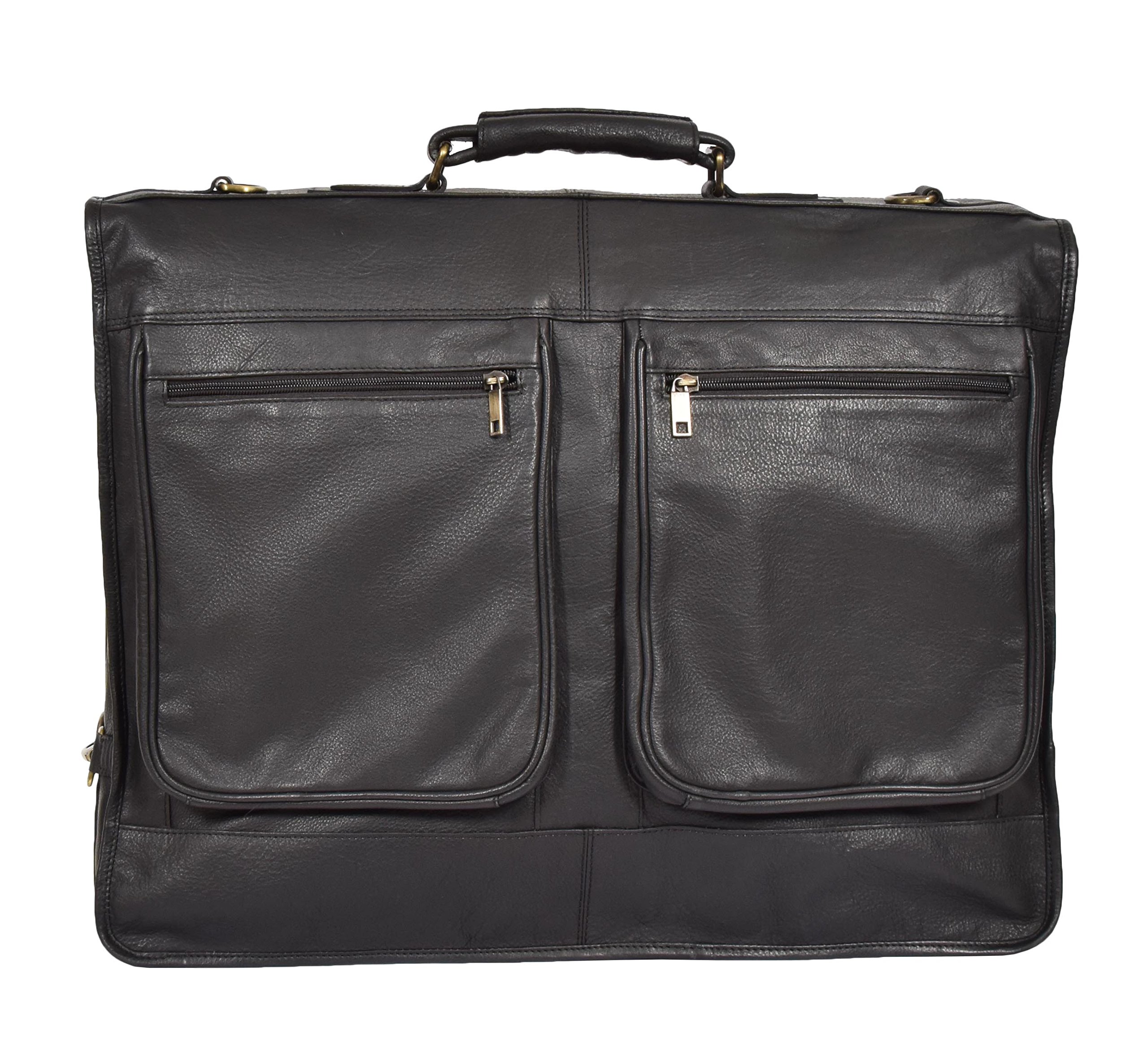 Canico Genuine Leather Garment Bag for Suits & Dresses - Travel & Weekend Clothing Carrier (Black) | Perfect for Business Trips, Weddings & Formal Events