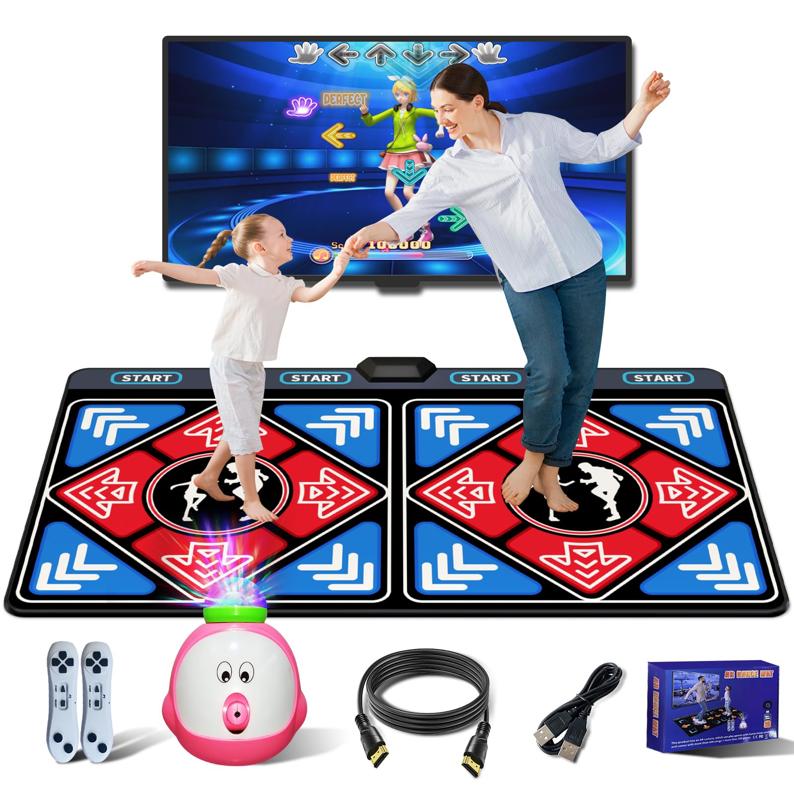 Non-Slip Flannel Dance Mat for Kids & Adults - Interactive Electronic Dance Pad with TV & Camera Mode - Fun Exercise & Gaming Mat for All Ages - Plug & Play USB Dance Game - Perfect Gift for Boys & Girls 3+ (Ideal for Birthday Parties, Family Game Nights & Indoor Fitness Activities)