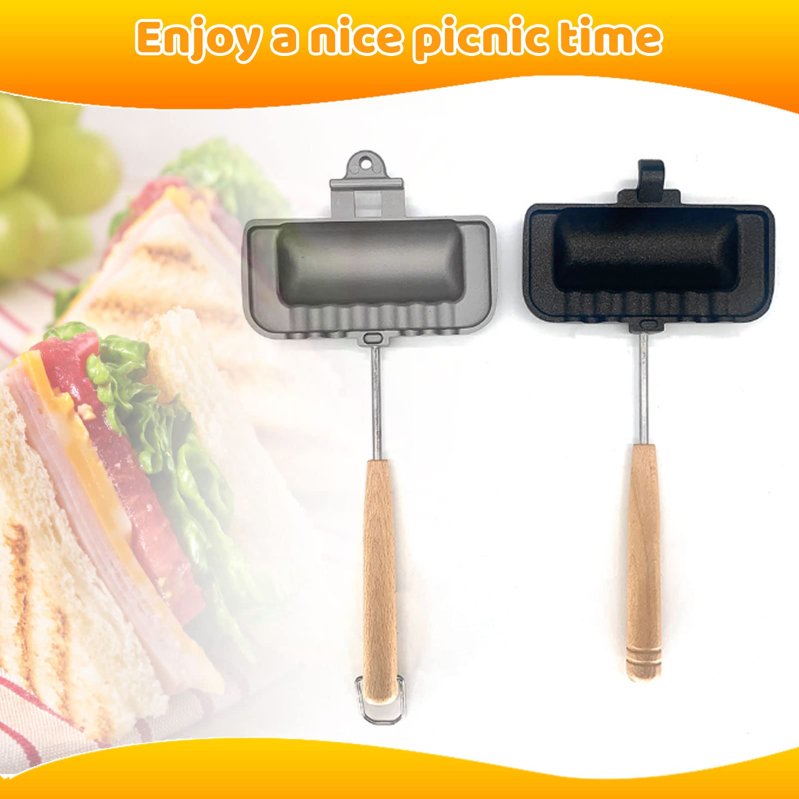 Longzhuo Double-Sided Non-Stick Sandwich Maker - Removable Grill Pan for Grilled Cheese, Pancakes, Omelets & Hot Dogs | Perfect for Breakfast, Camping & Quick Meals
